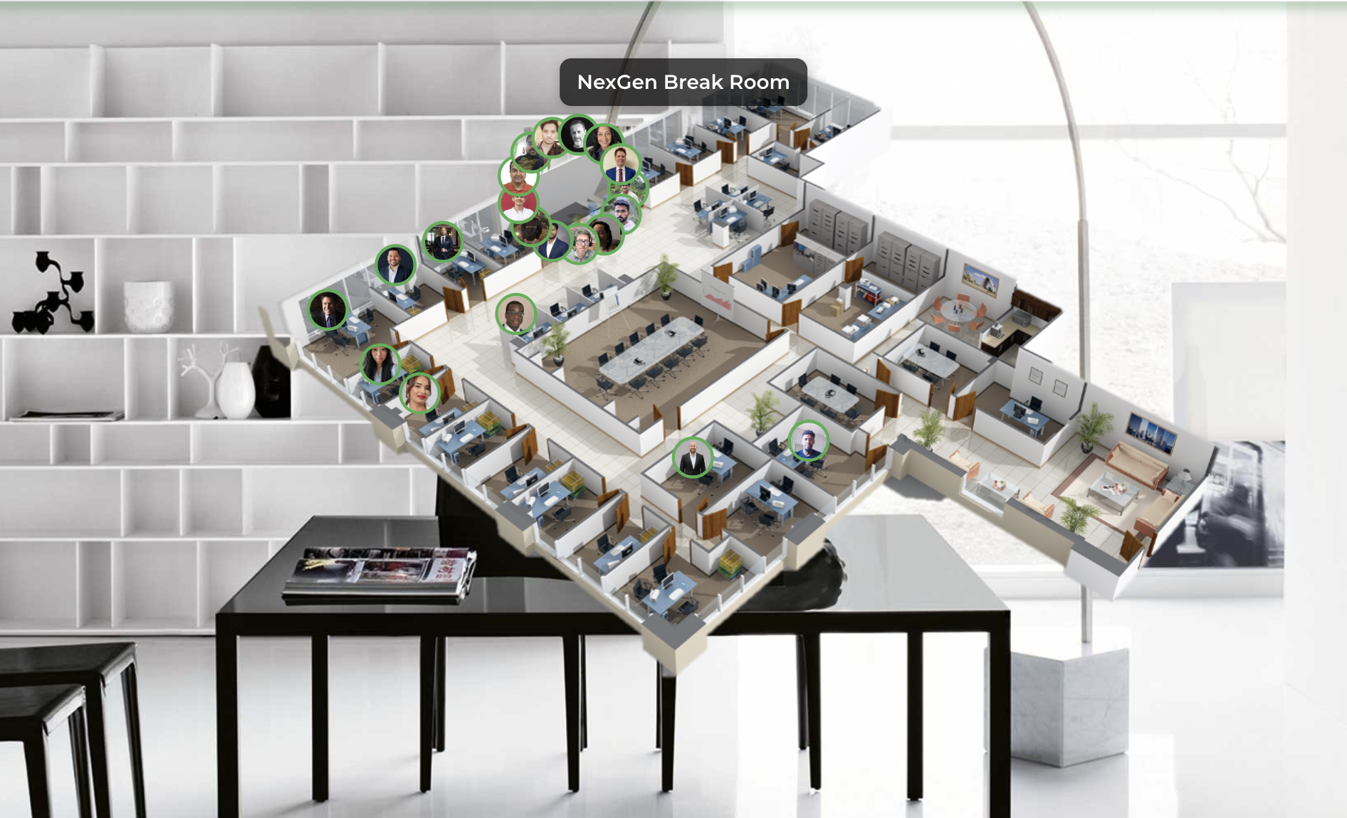 Floor view showing teammates' live status