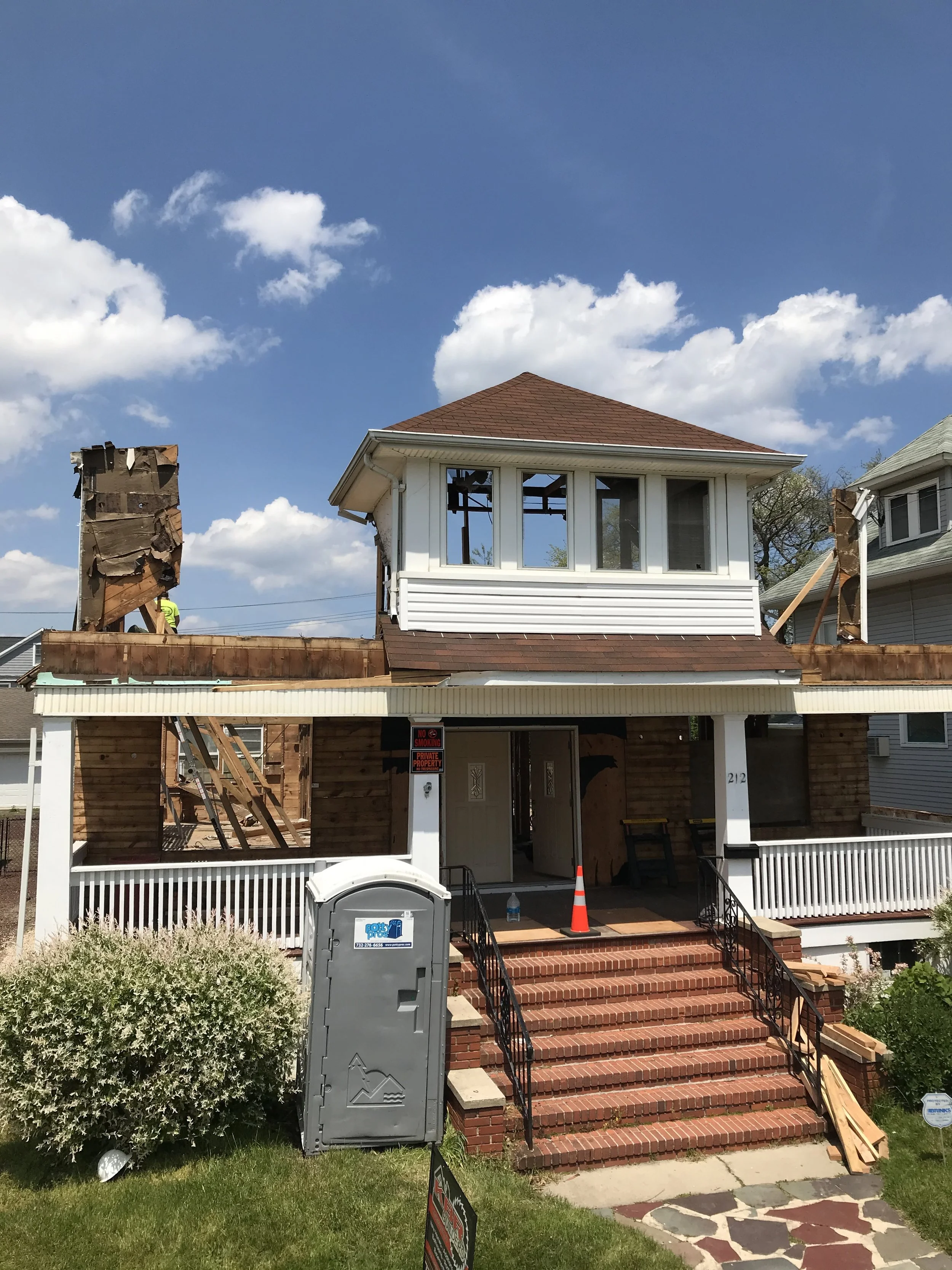 Full home demolition in Belmar, NJ by KBR Builders to prepare for new construction