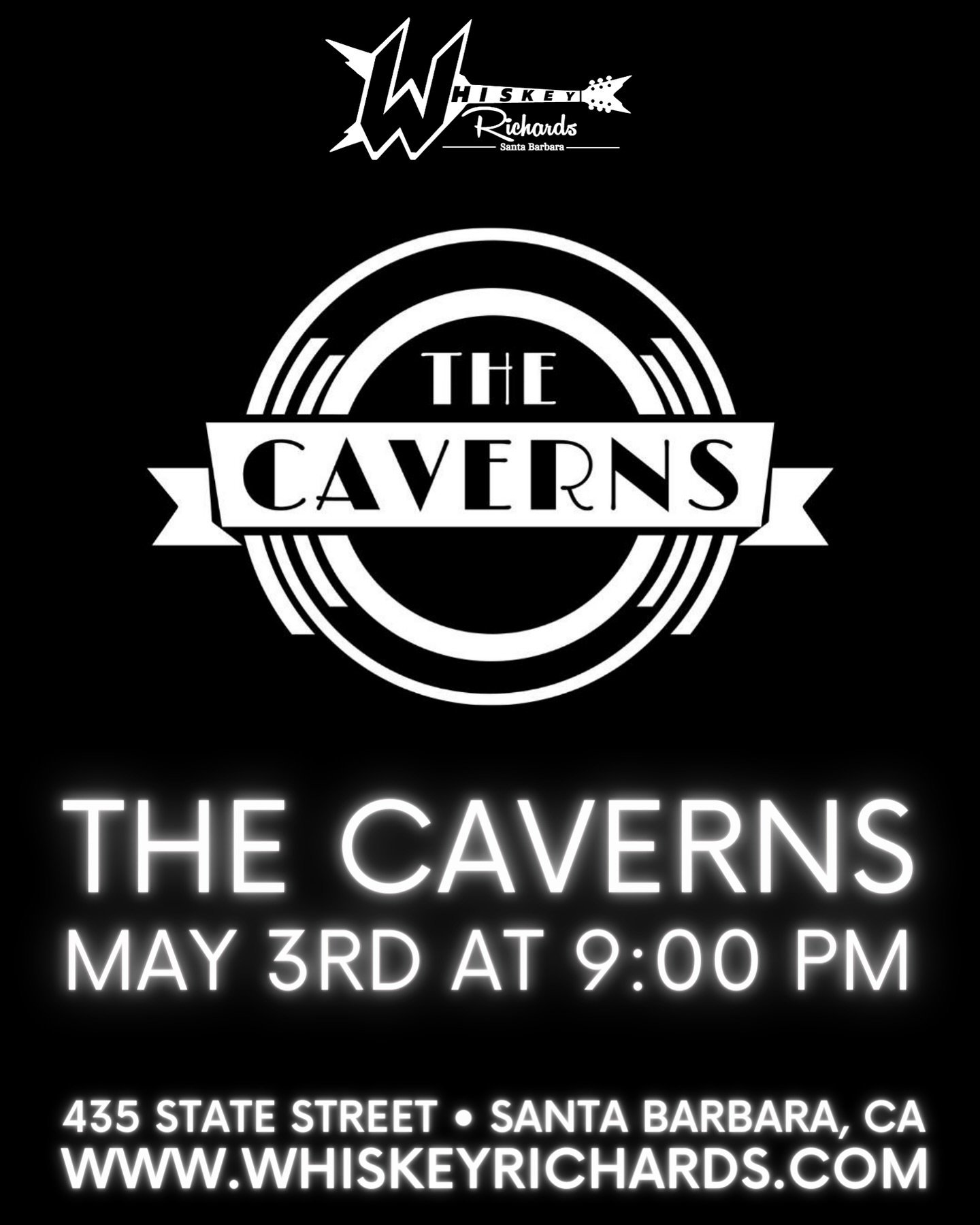 This Friday The Caverns will be bringing some authentic representation of the classic hits of yesteryear! Friday, May 3rd at 9 pm. $5 cover, no cover before 8 pm! #LiveMusic #DowntownSB #MagicMoments #SantaBarbara #WhiskeyRichards