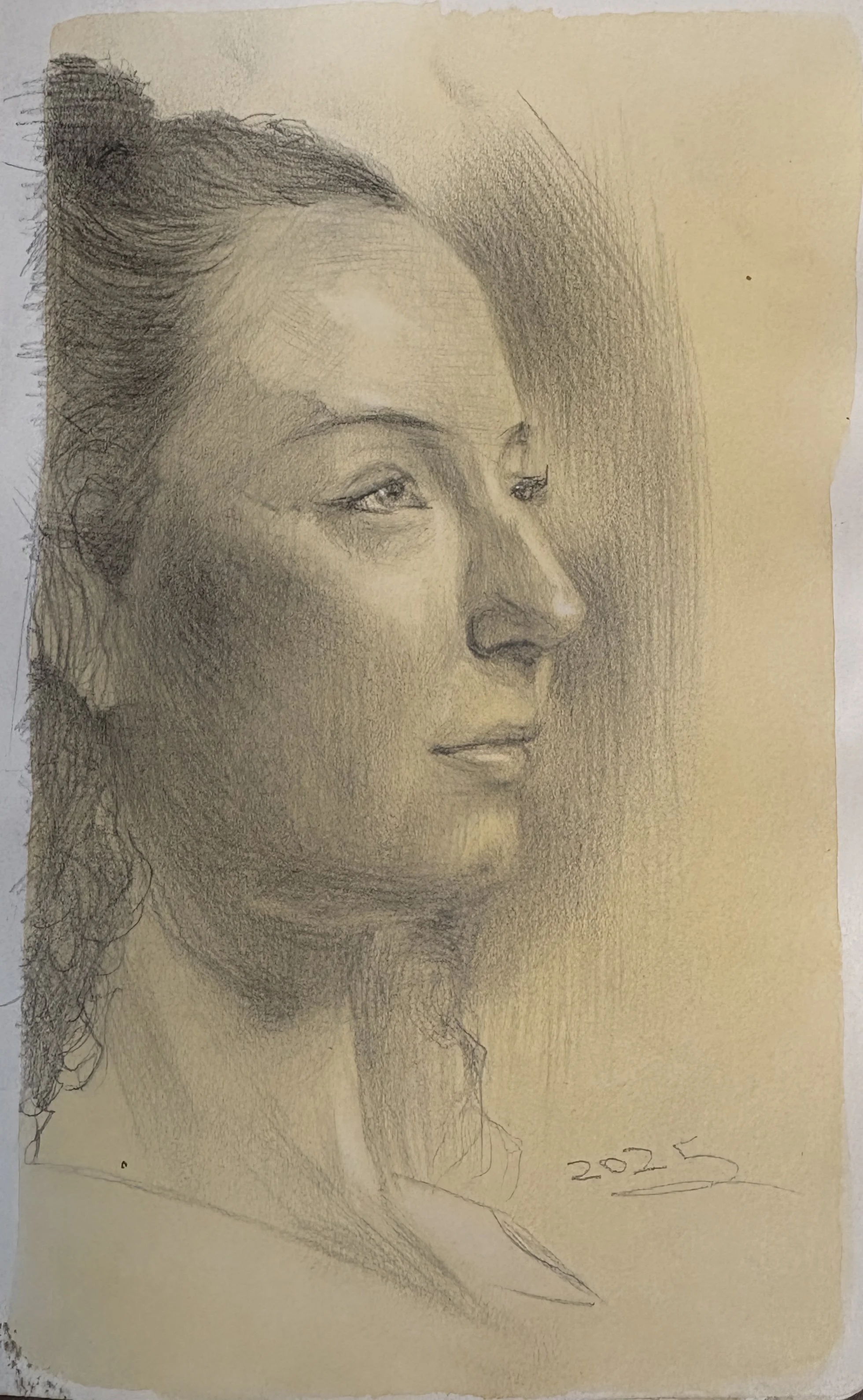 …graphite & chalk on toned paper, 4.5” x 7”), 2025