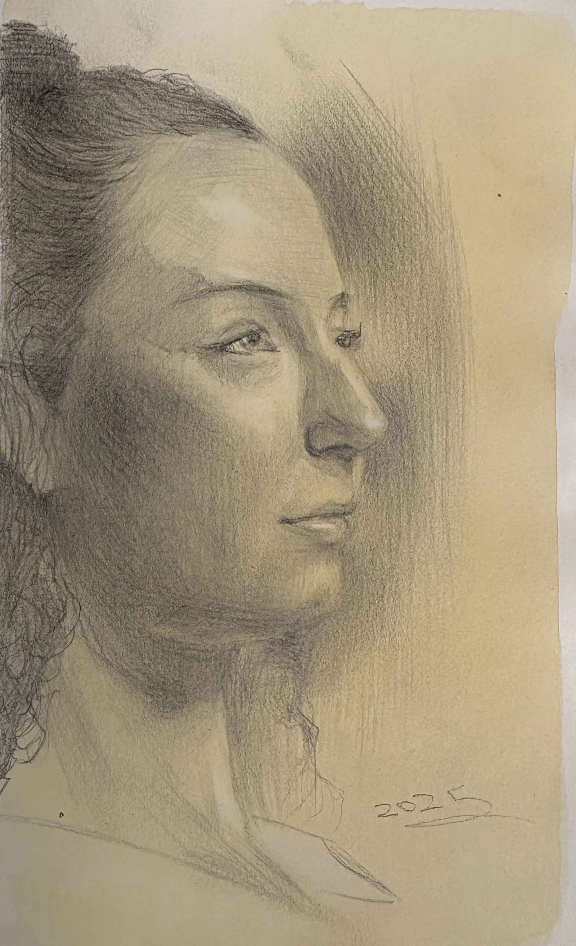 …graphite & chalk on toned paper, 4.5” x 7”), 2025