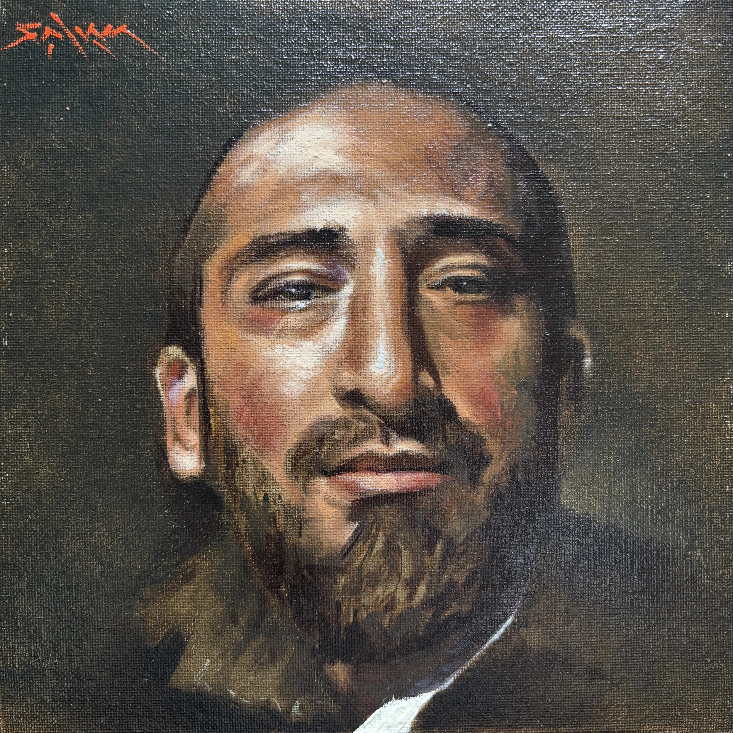 Sir Tripp (oil on canvas board, 8” x 8”), 2025