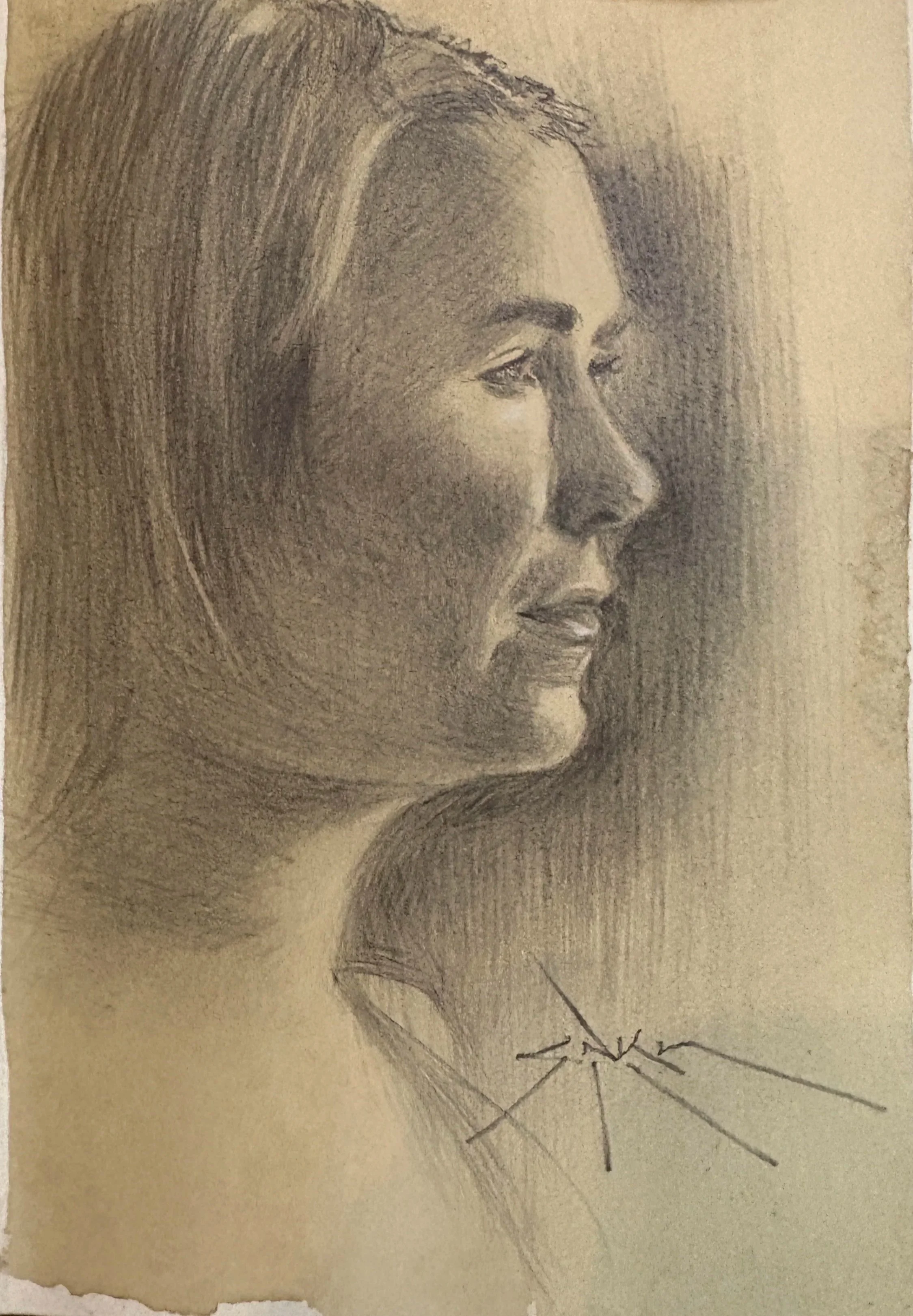 …graphite on toned paper, 4.5” x 7”), 2025