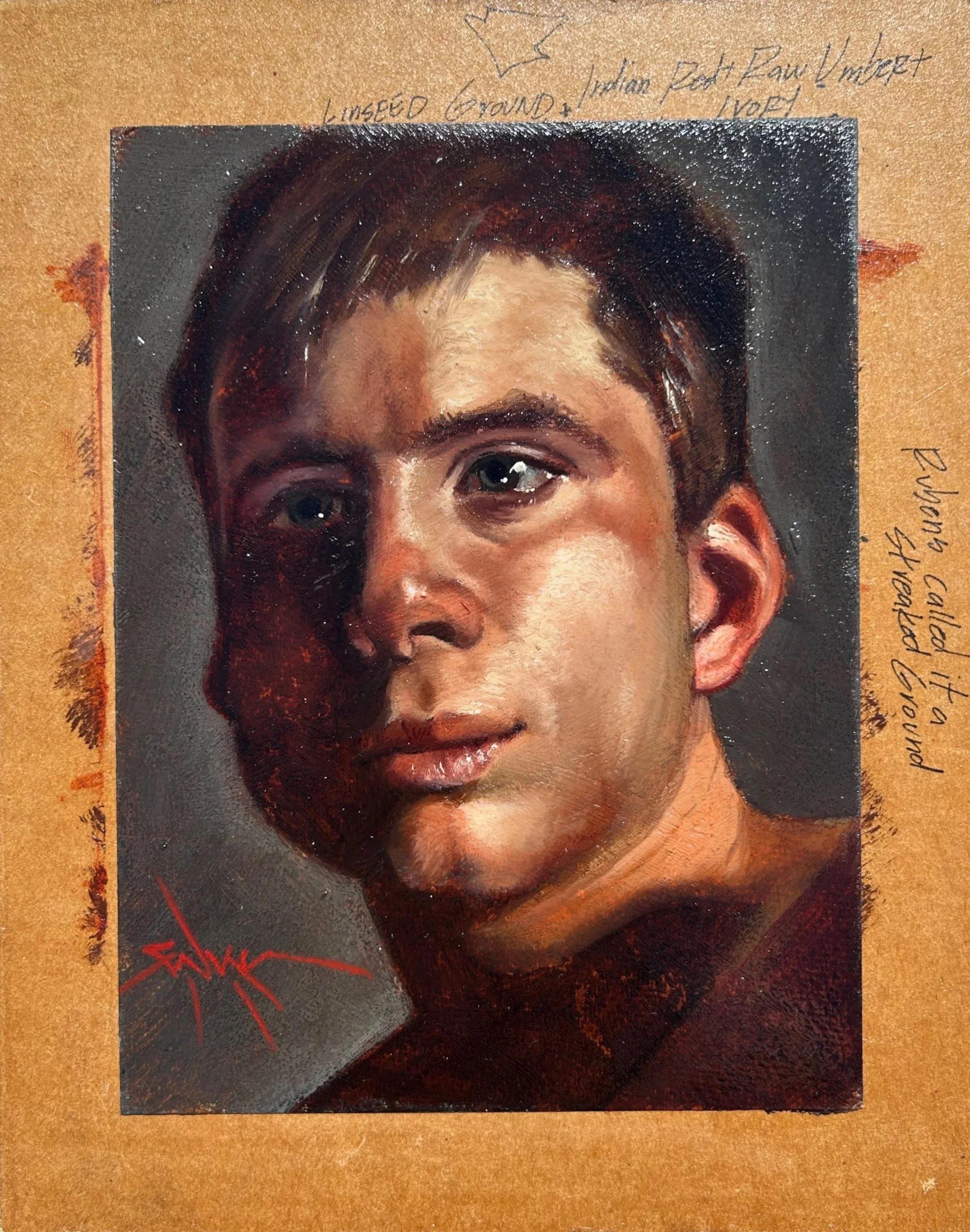 Jonny {Paperworks} (oil on paper mounted on board, 8” x 10”) 2024
