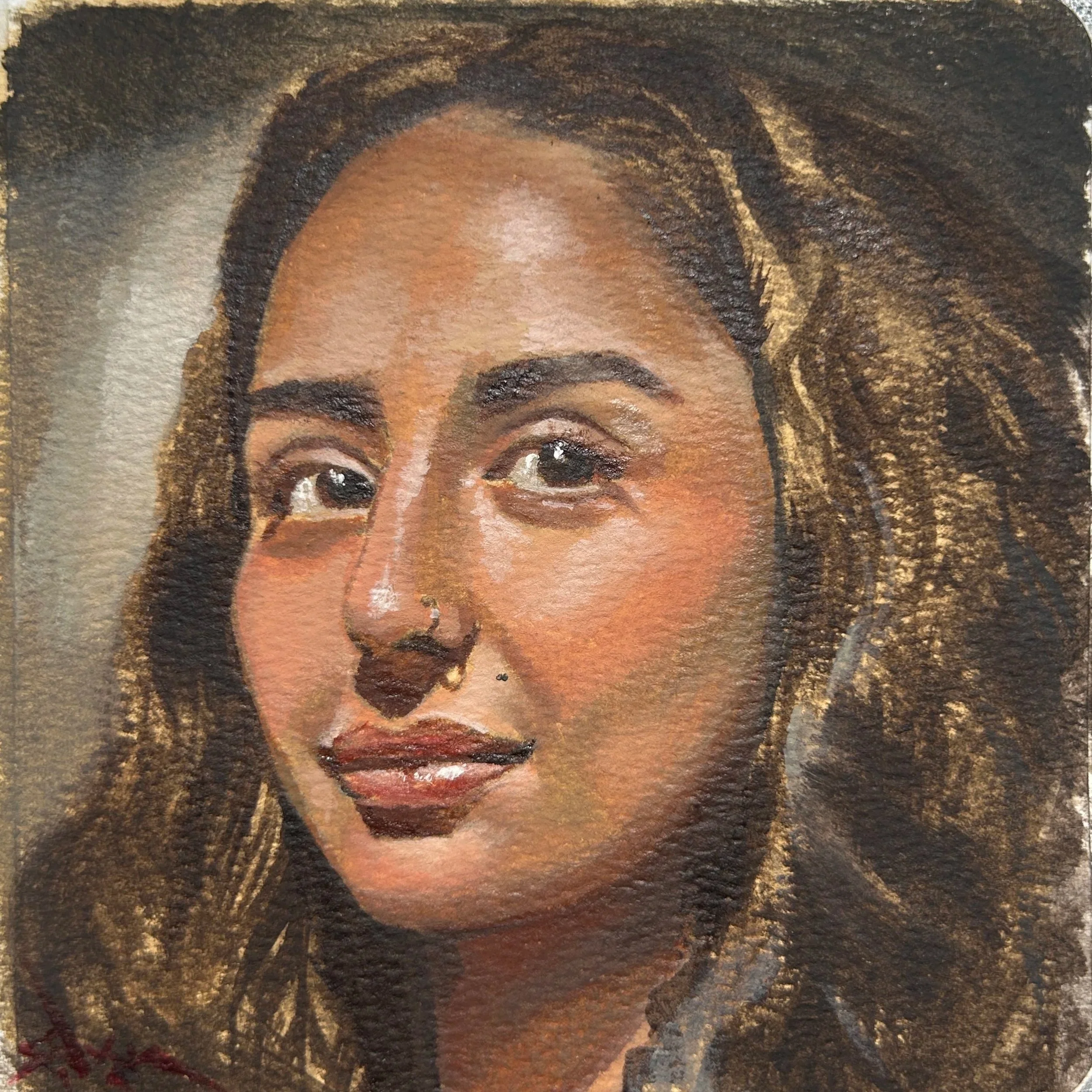 …oil on paper, 5” x 5”), 2024