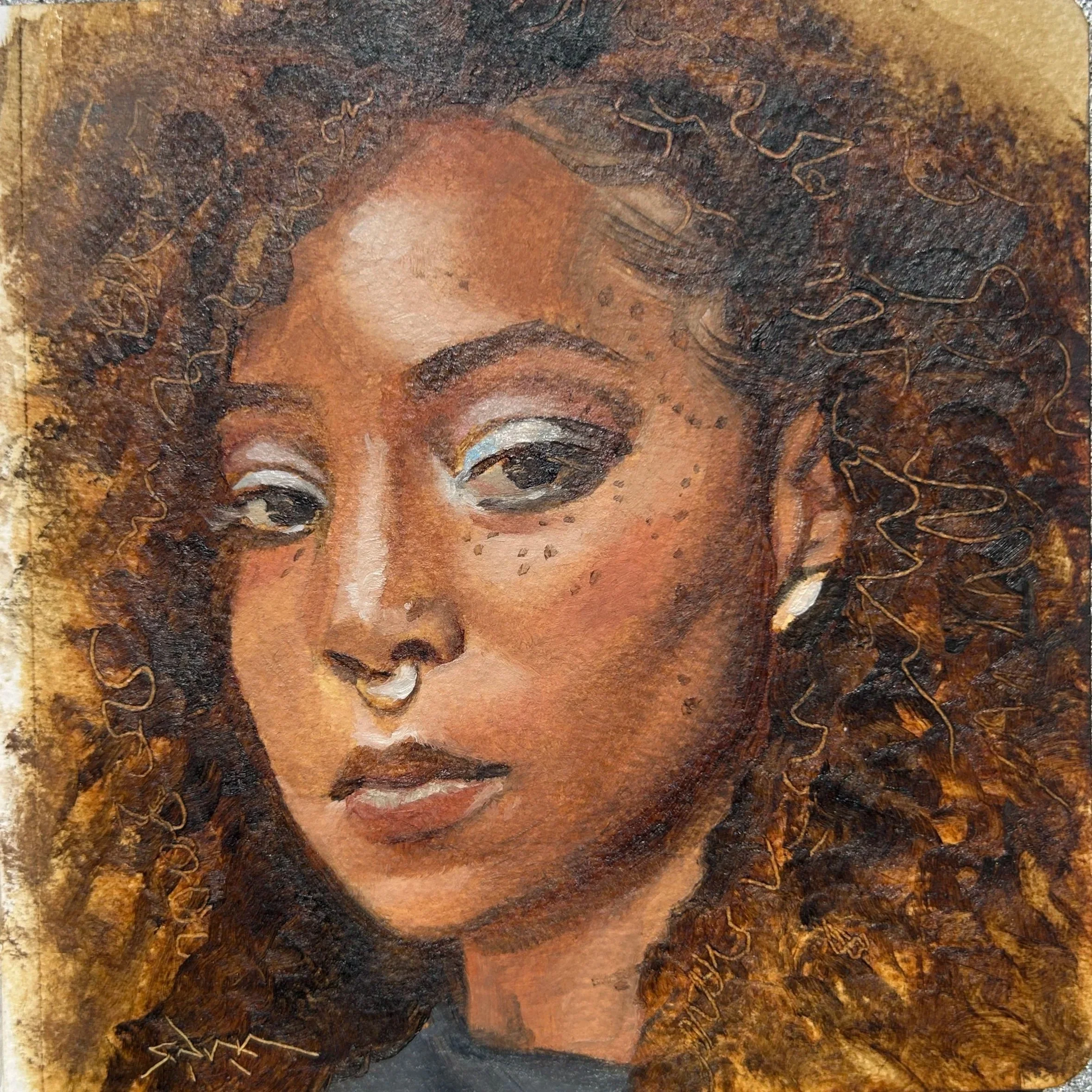 …oil on paper, 5” x 5”), 2024