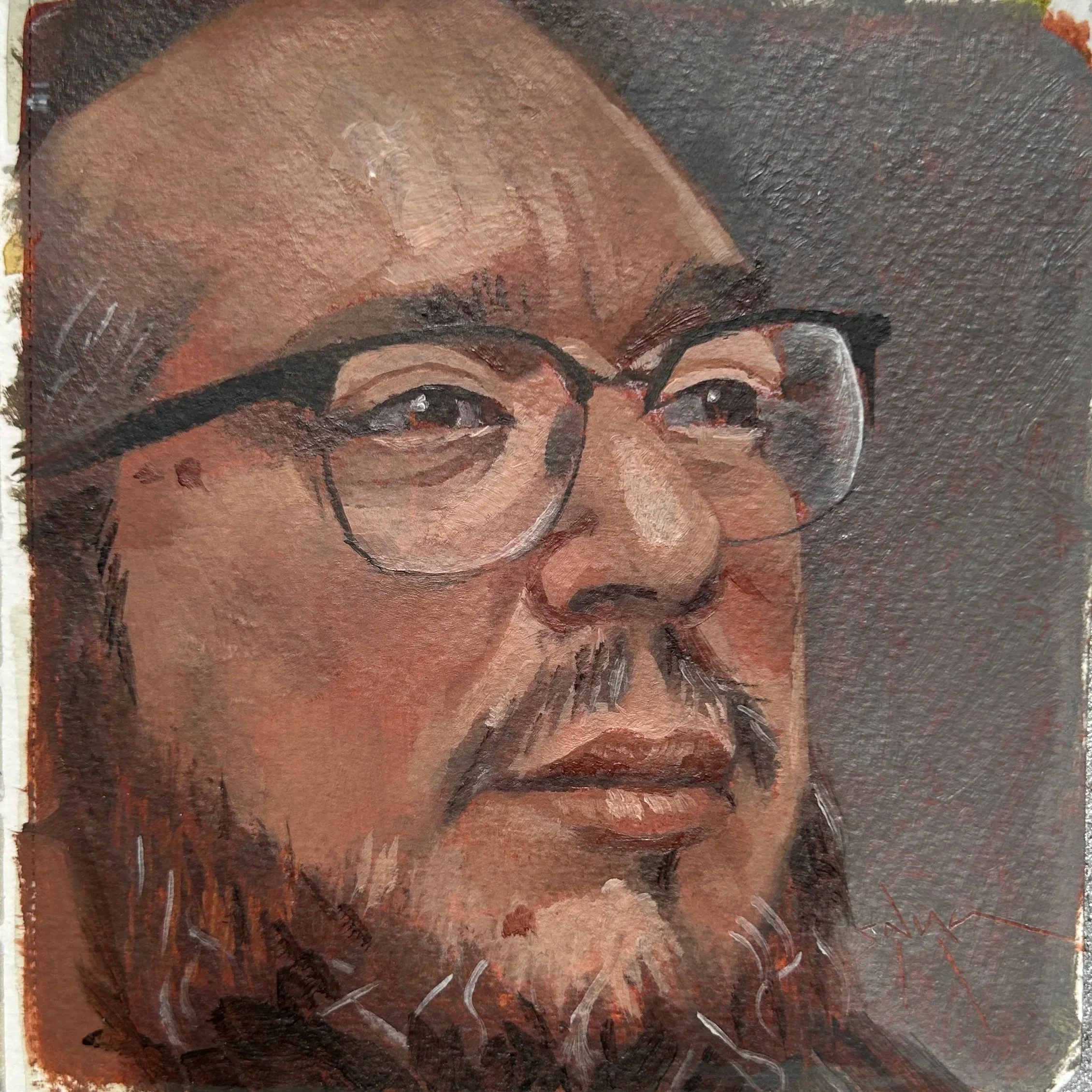 …oil on paper, 5” x 5”), 2024