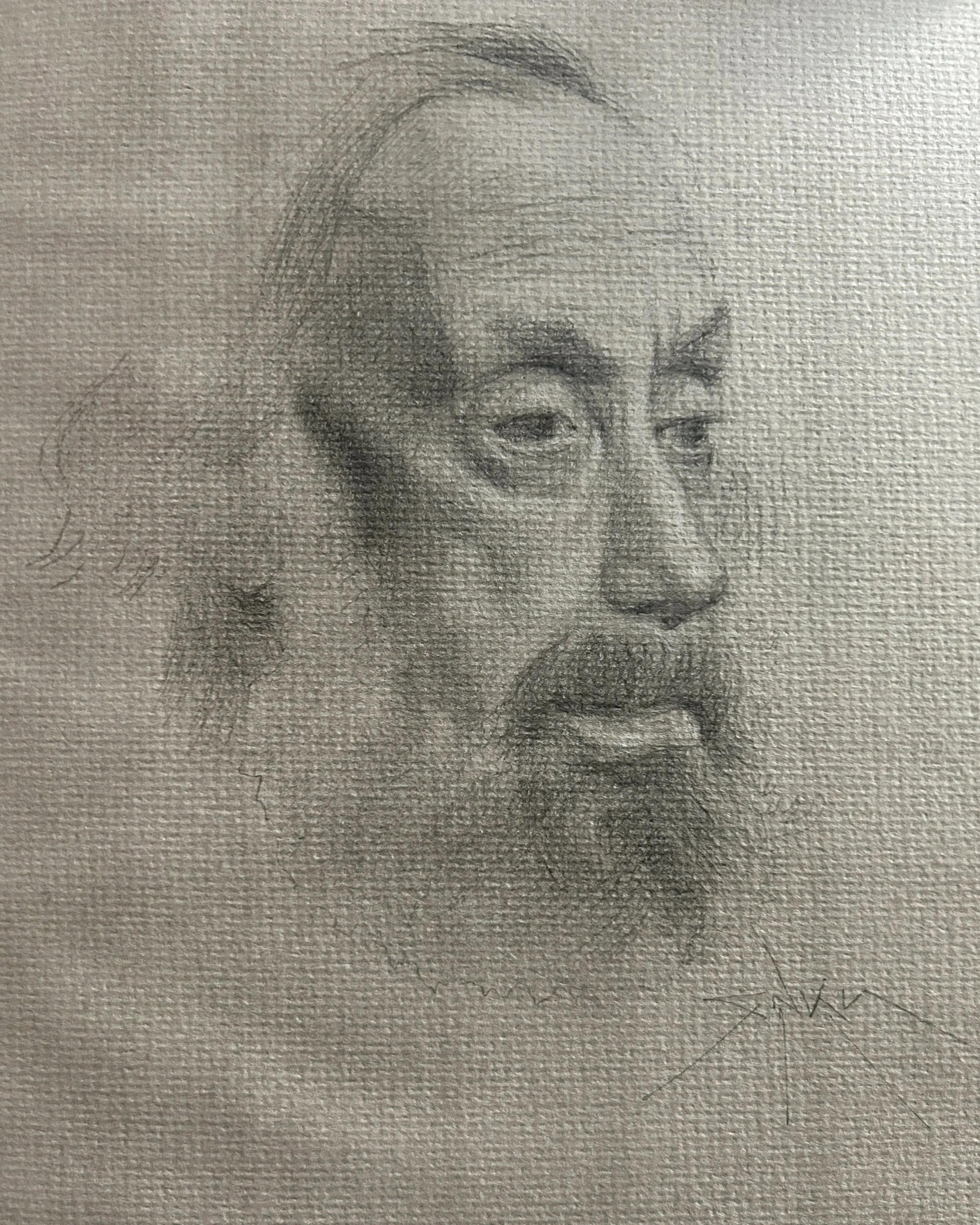 …graphite & chalk on toned paper, 9” x 12”), 2025