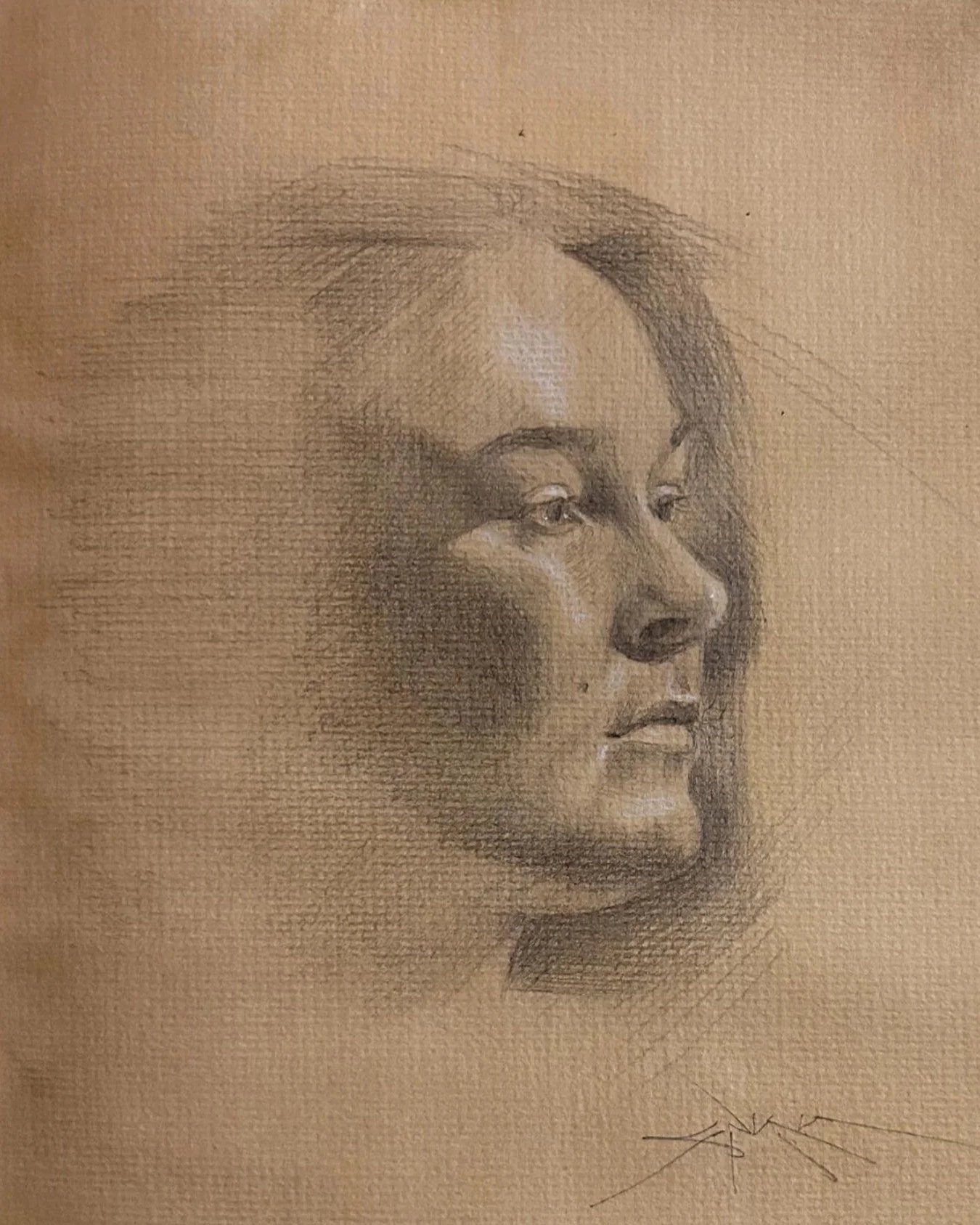 …graphite & chalk on toned paper, 9” x 12”), 2025