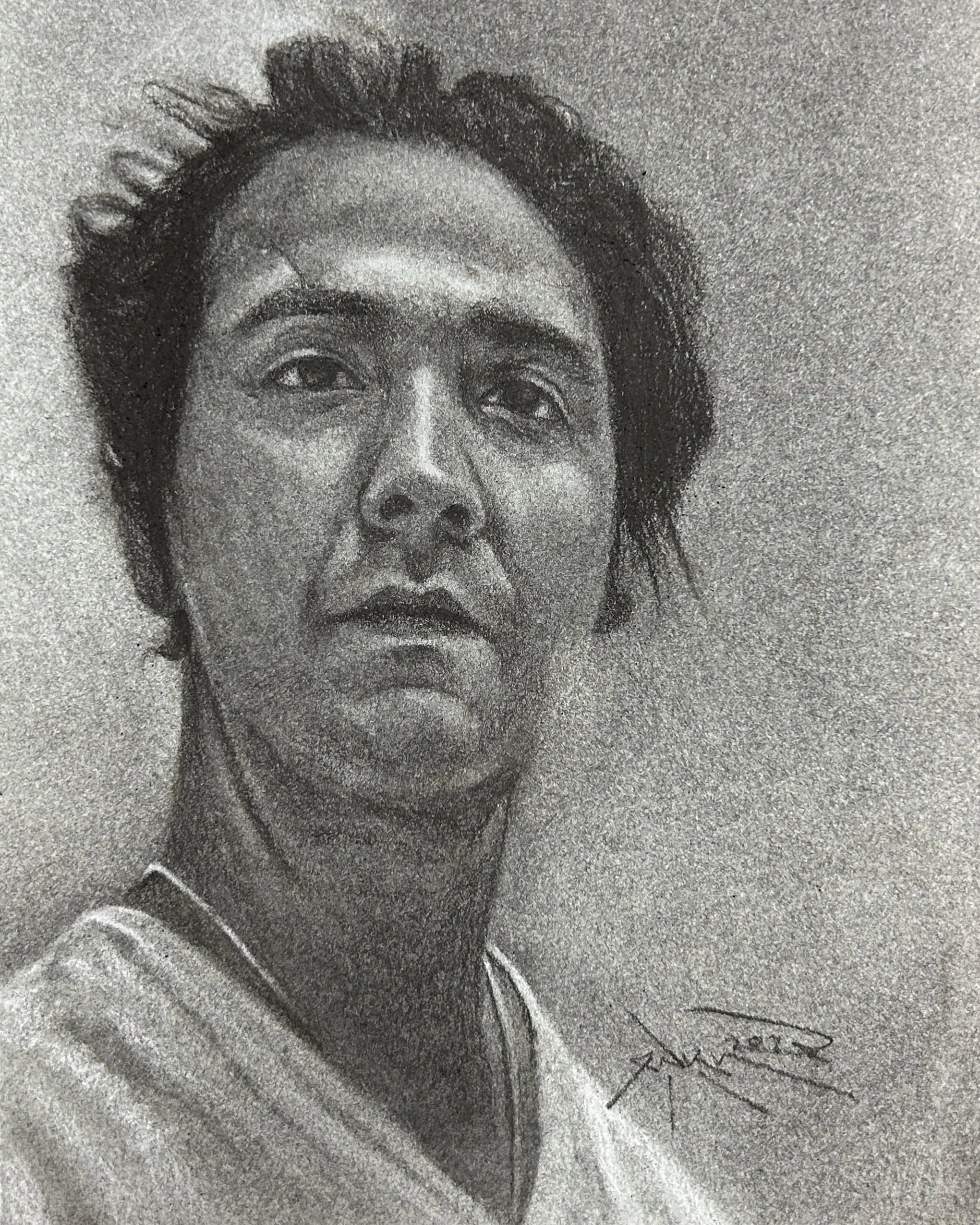 …charcoal & chalk on toned paper, 9” x 6”), 2023