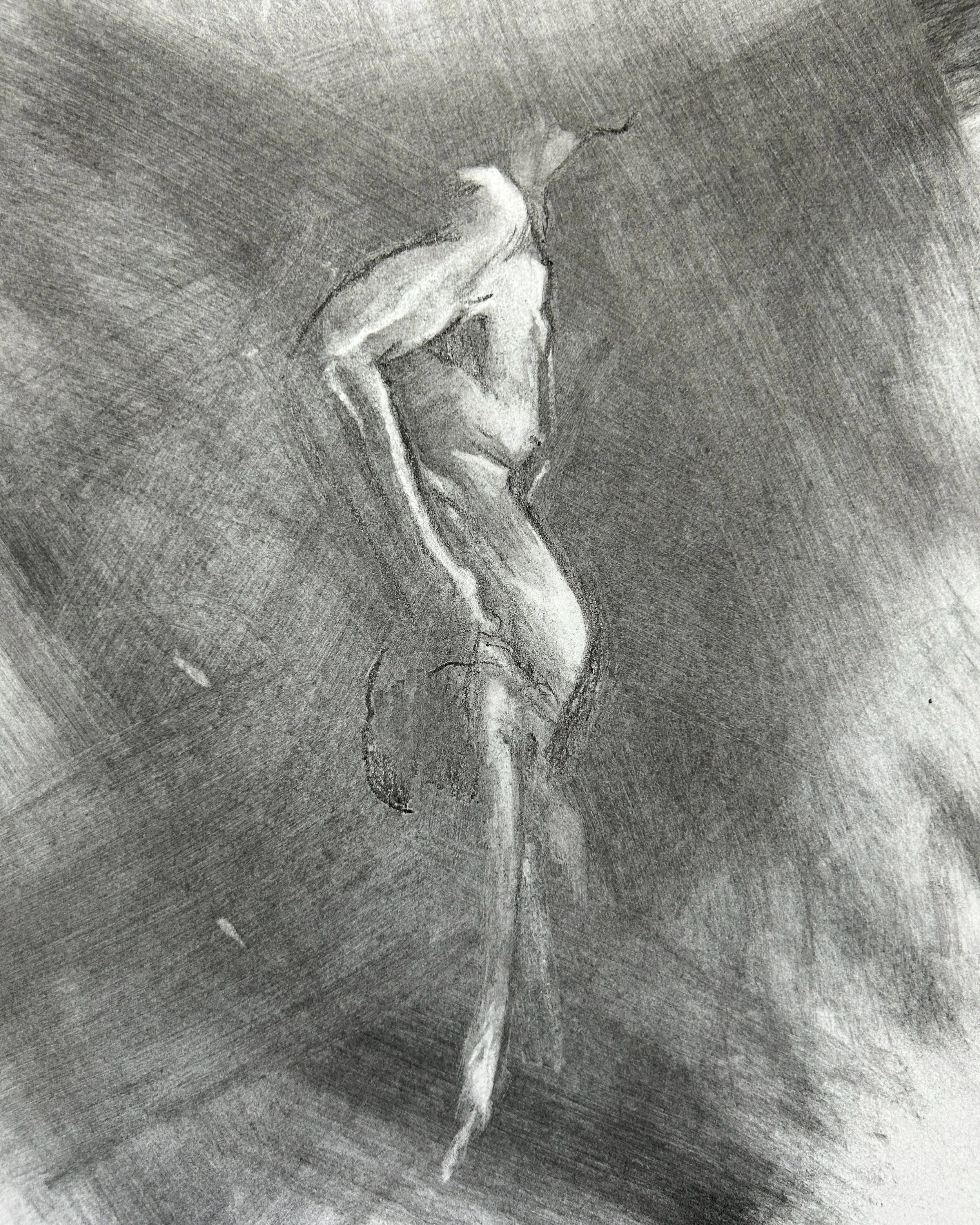 …charcoal on paper, 7.25” x 9.75”), 2025