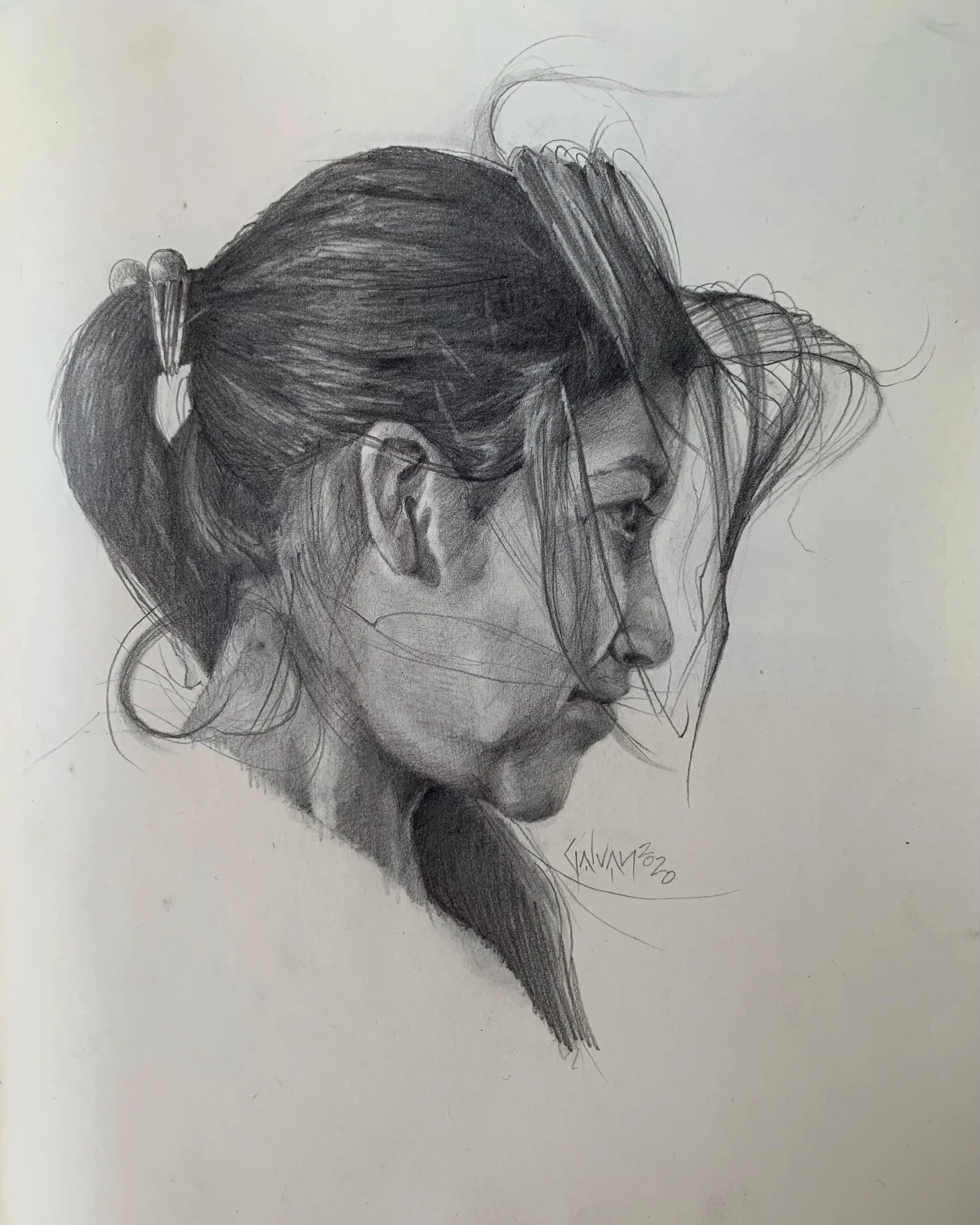 La Guatemalteca (graphite on paper, 7.5” x 9.75”), 2020