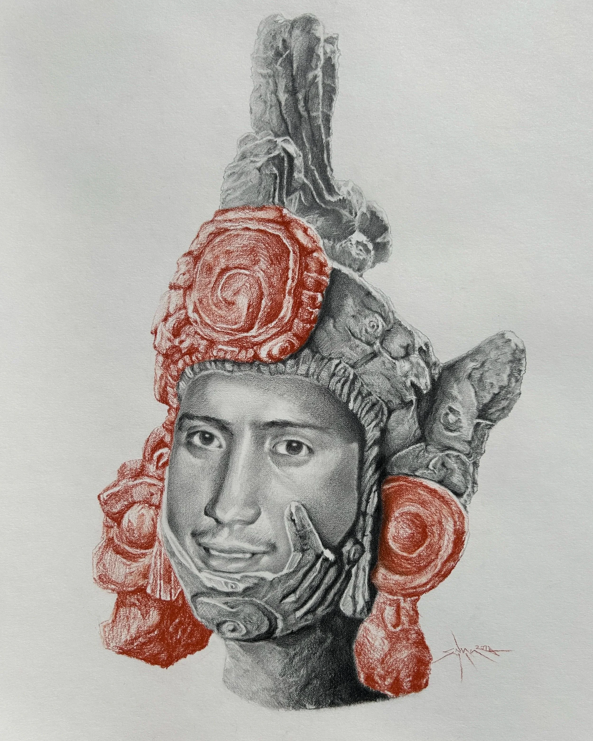 Paternidad (mixed media on paper, 12” x 16”), 2024