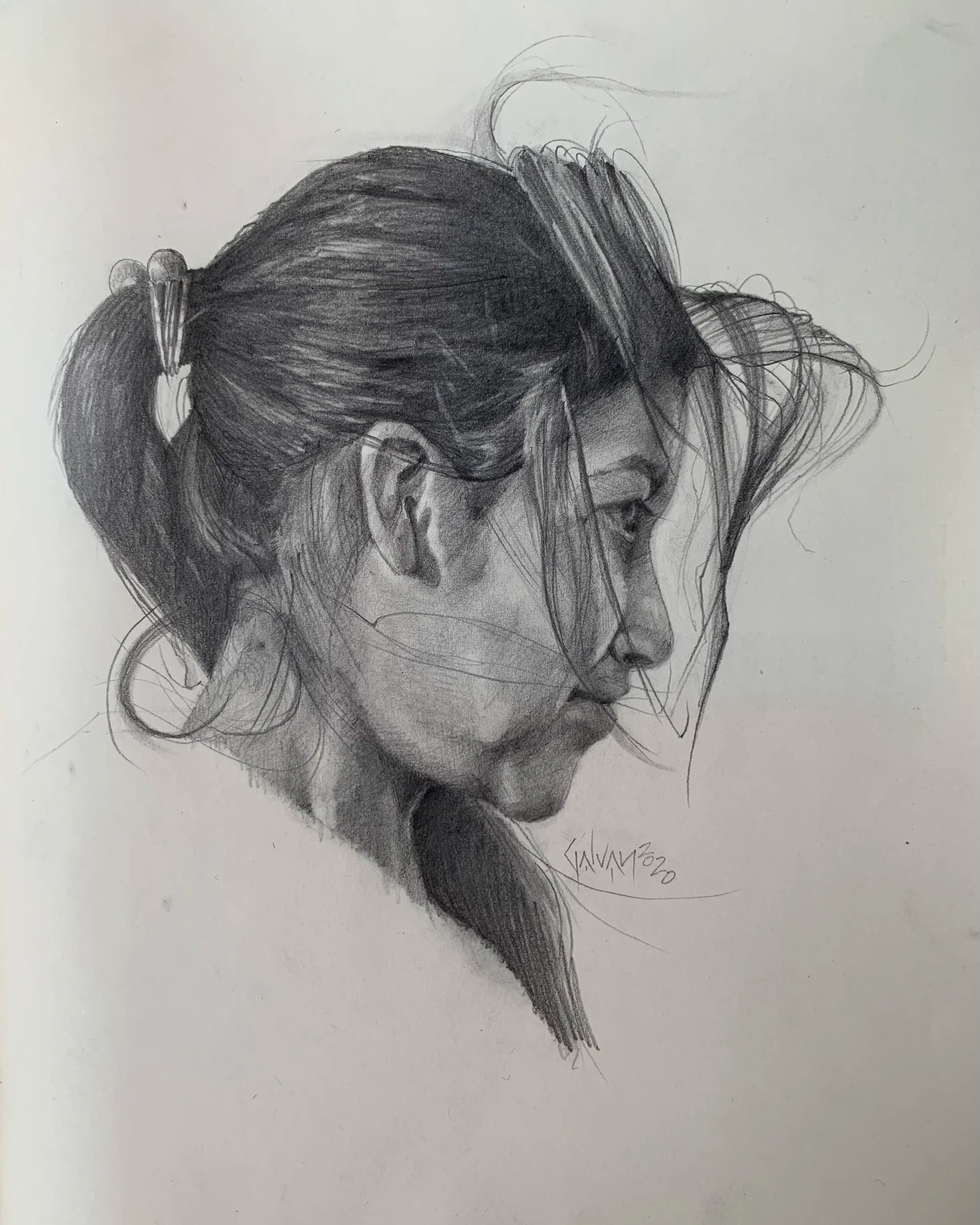La Guatemalteca (graphite on paper, 7.5” x 9.75”), 2020