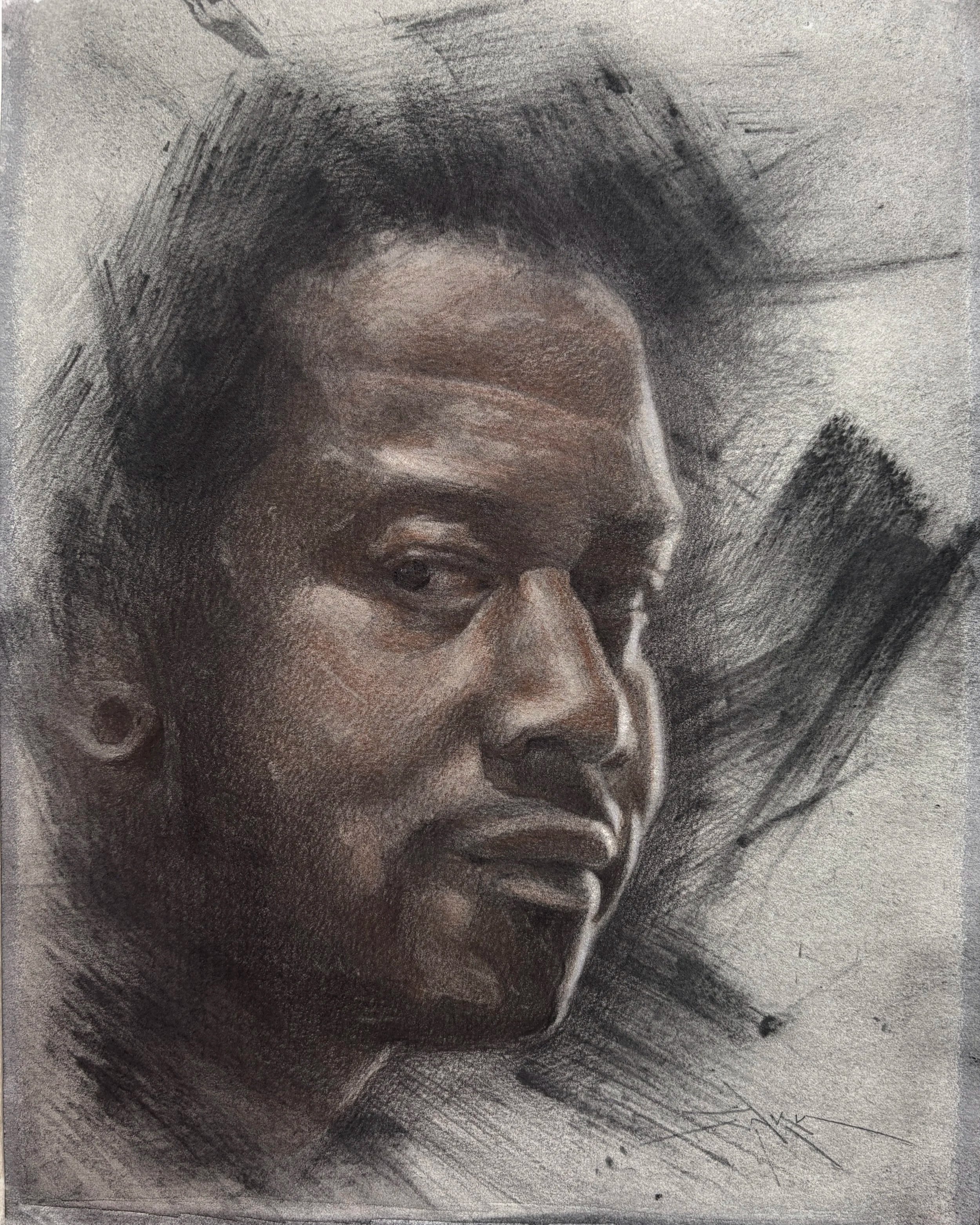 Benjamin (mixed media on toned paper, 8.5” x 10.5”), 2026