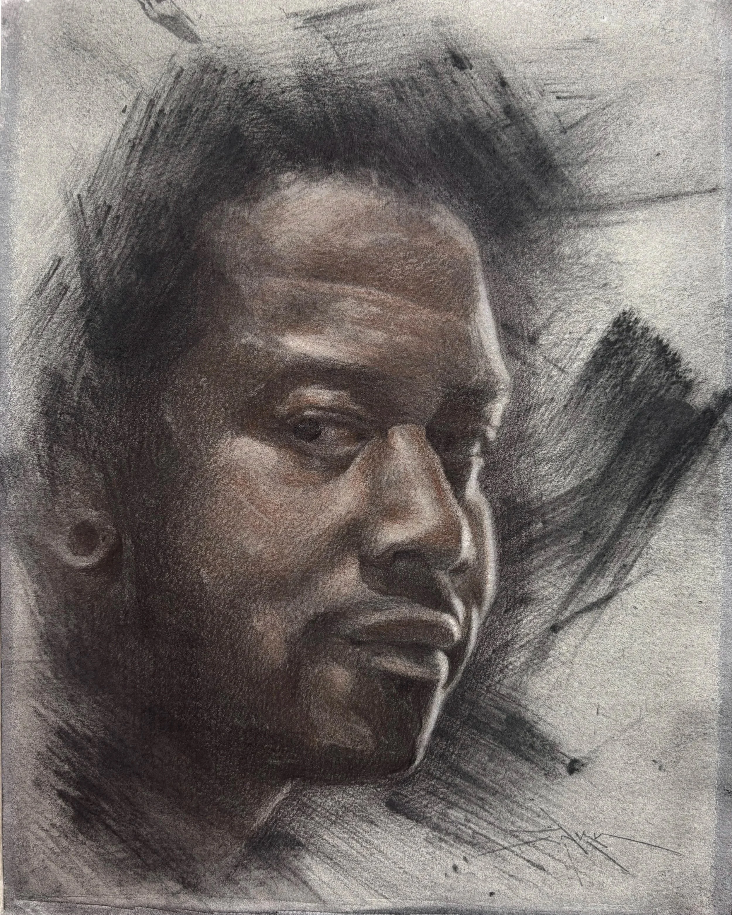 Benjamin (mixed media on toned paper, 8.5” x 10.5”), 2026