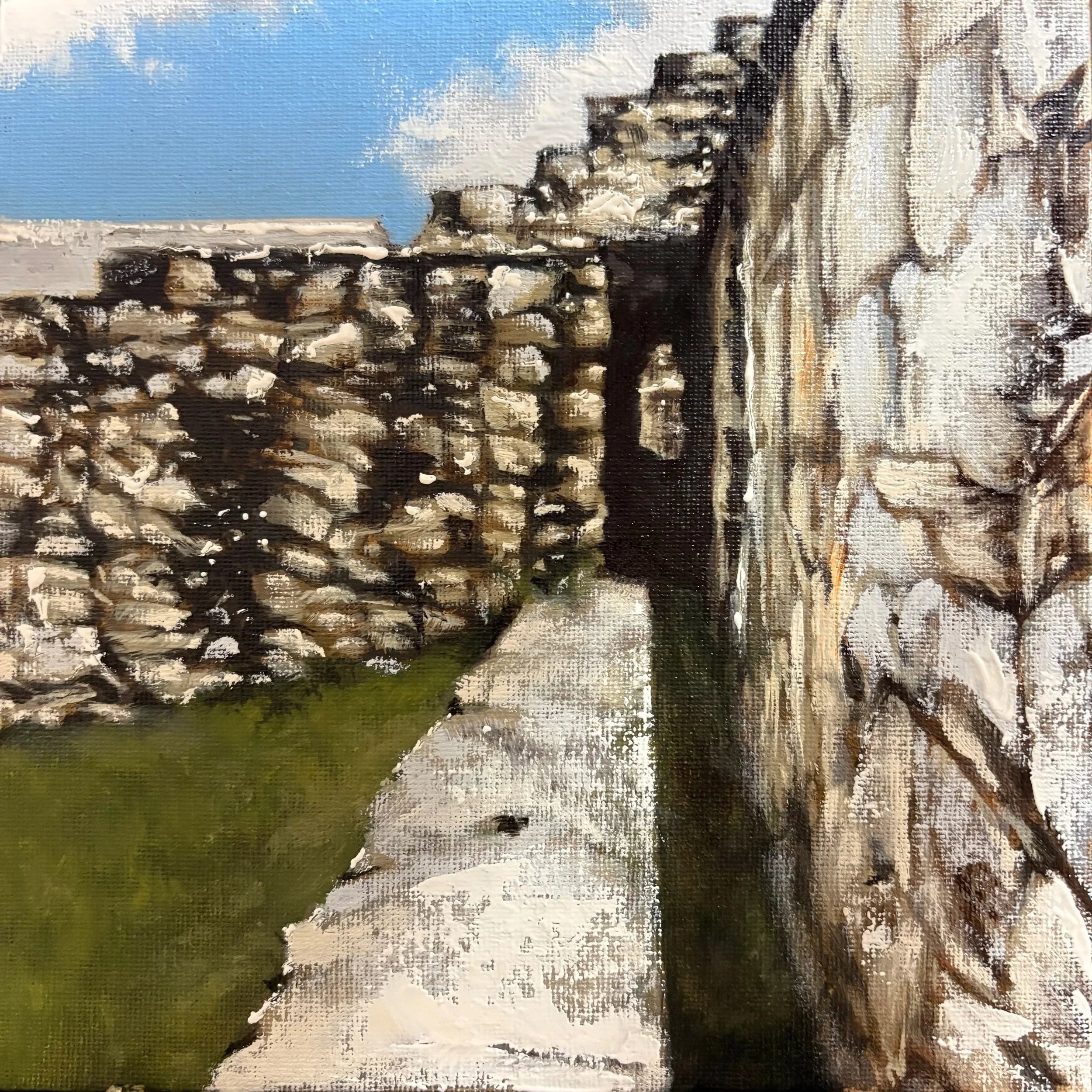 Ek Balam (oil on canvas mounted on board, 8” x 8”), 2025