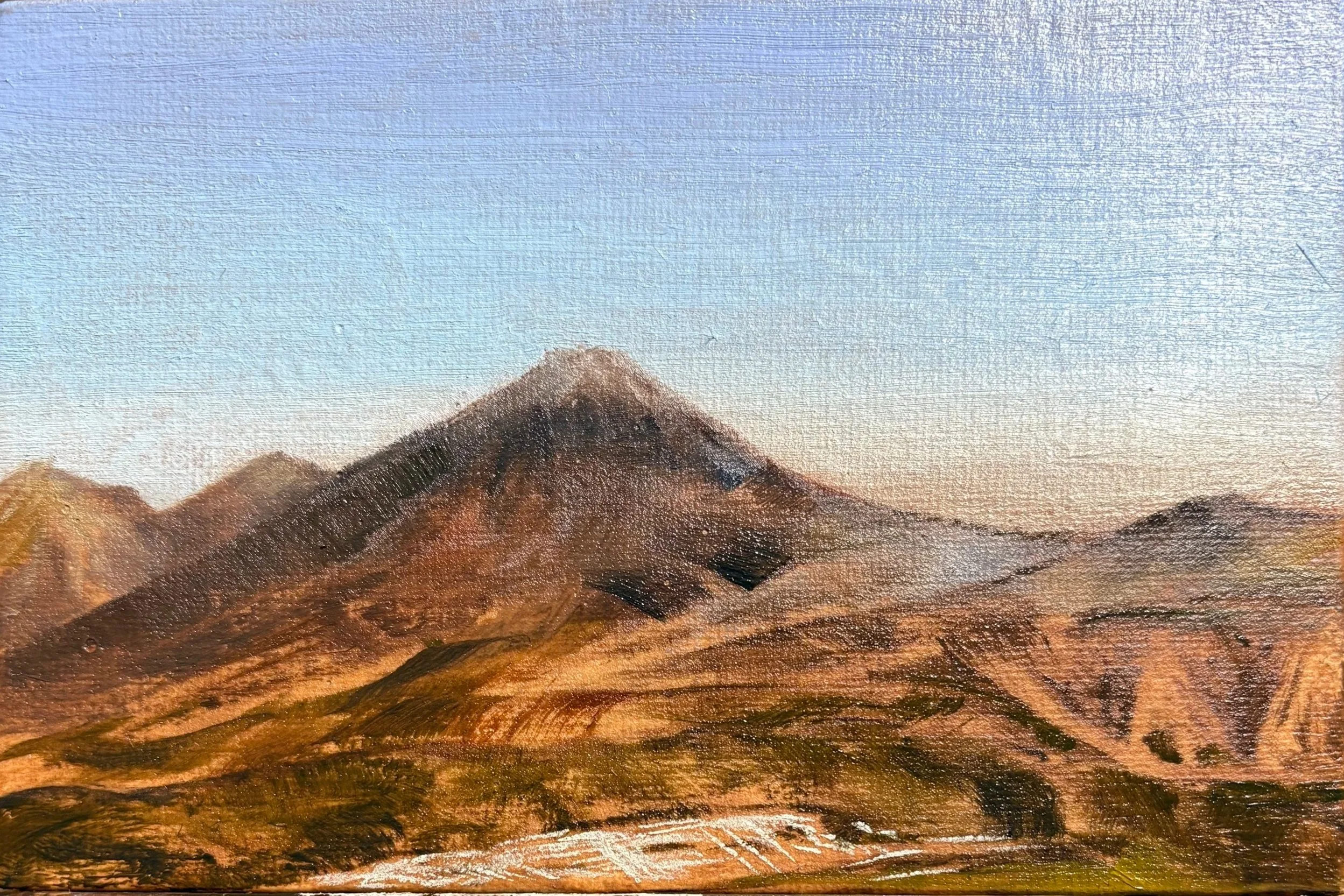 Acatenango (oil on canvas mounted on board, 4” x 6”), 2025