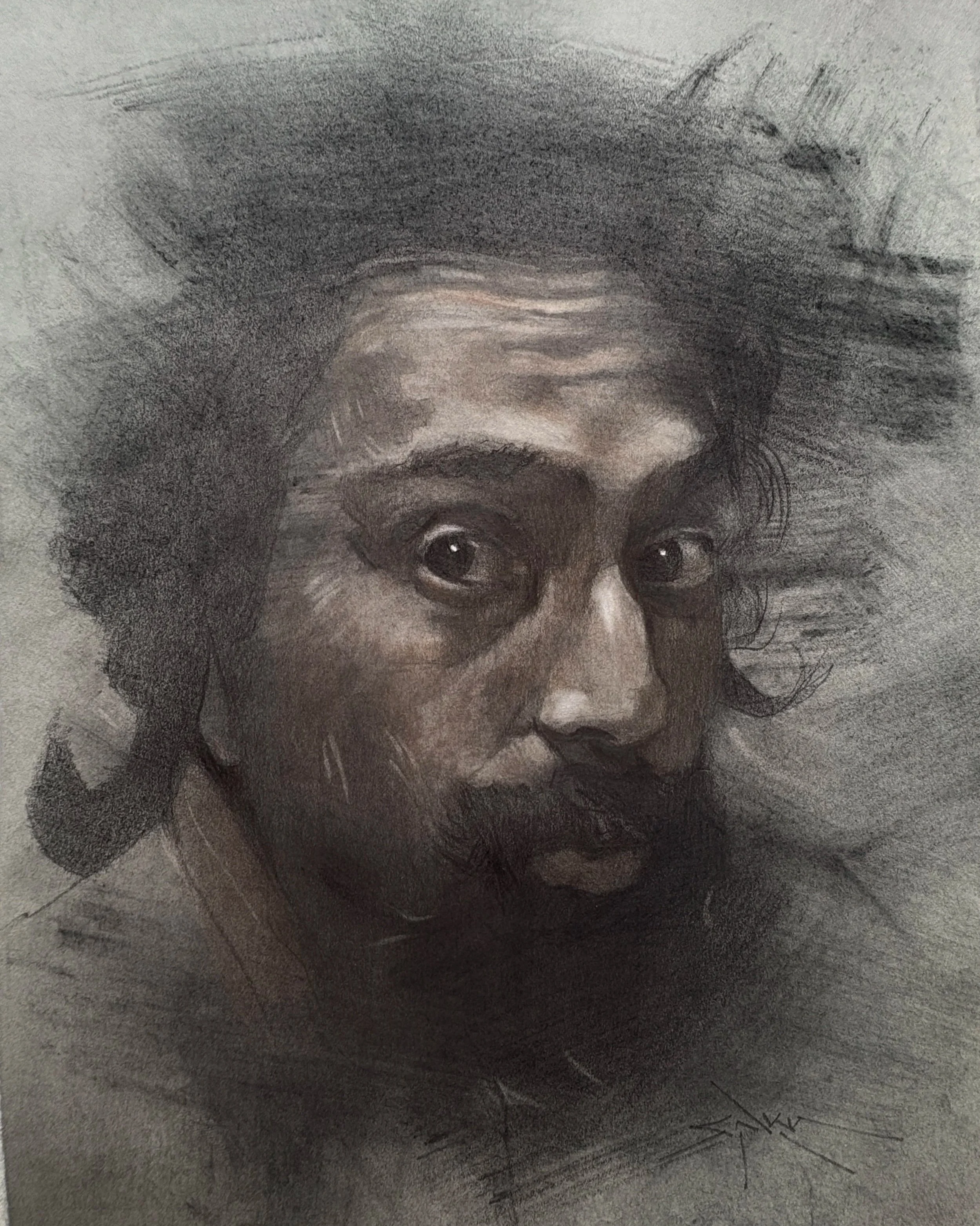 …mixed media on toned paper, 8” x 10”), 2026