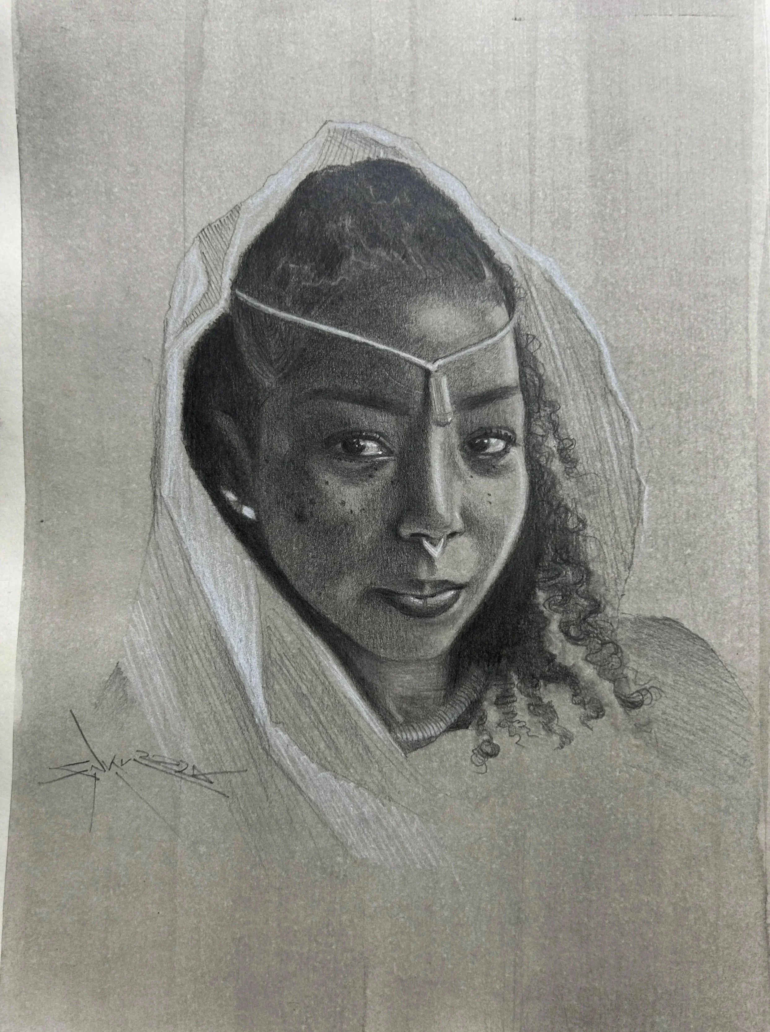 …graphite & chalk on toned paper, 9” x 12”), 2024