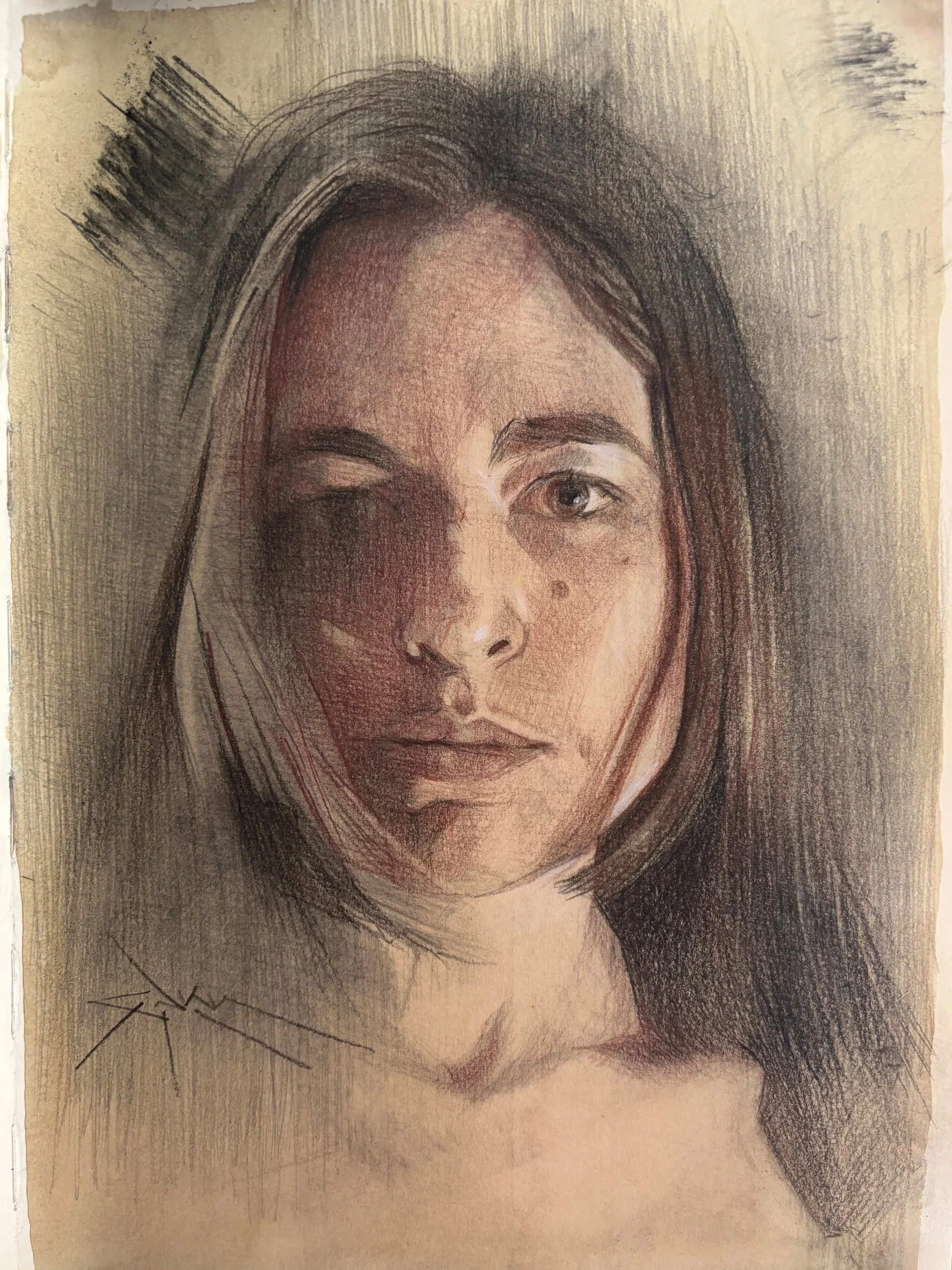 …mixed media on toned paper, 9”x 12”), 2026