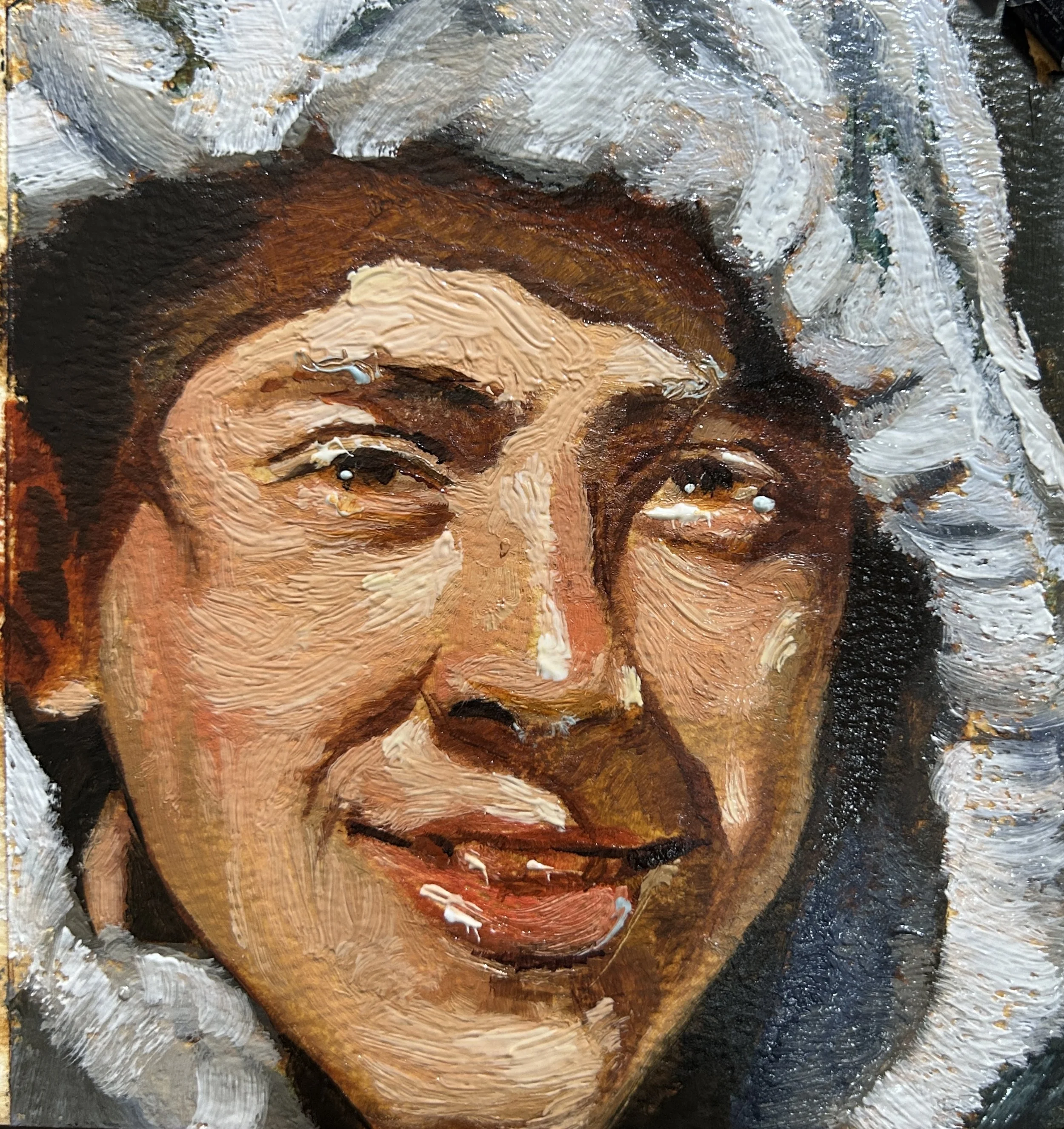 …oil on paper, 5” x 5”), 2025
