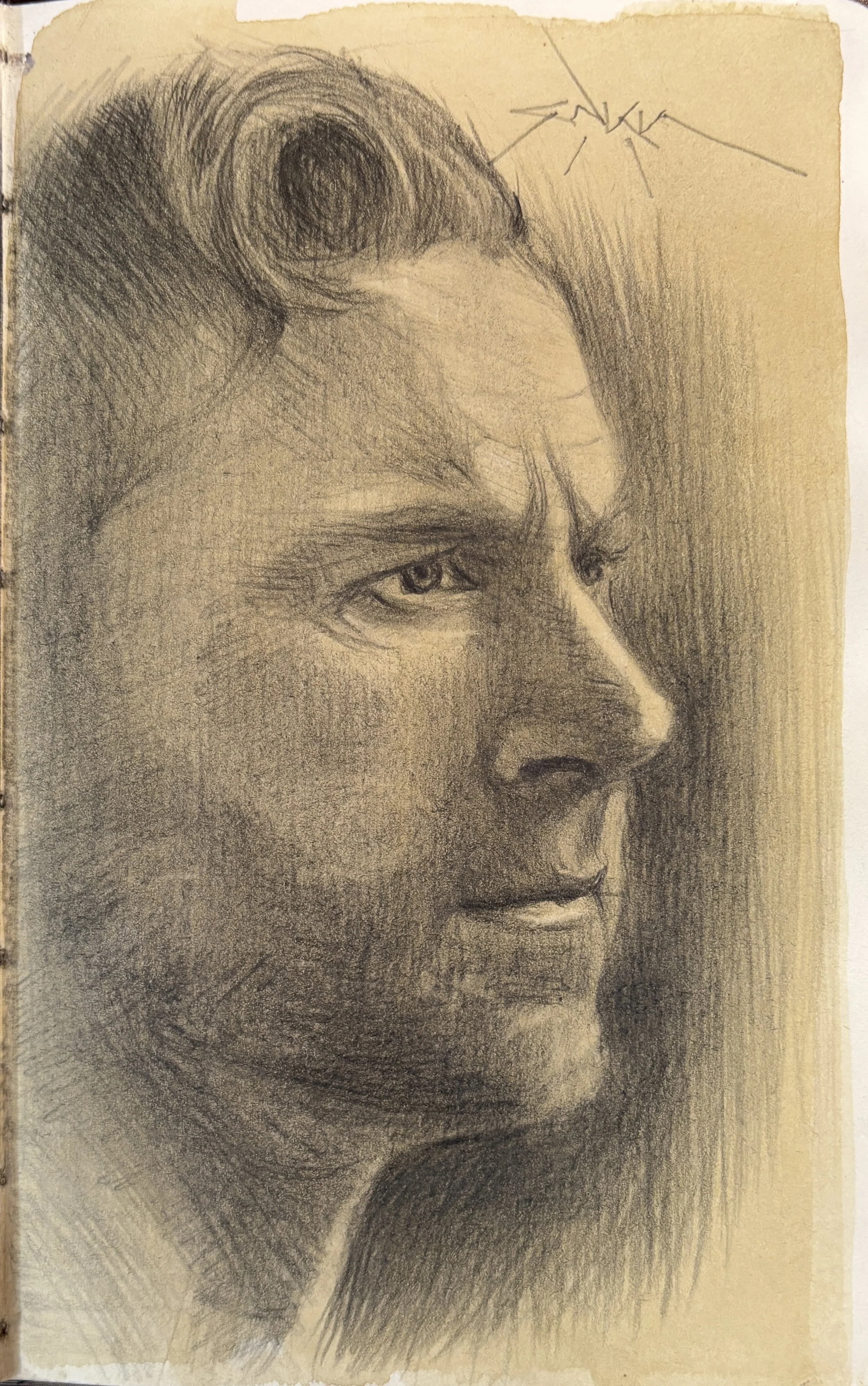 …graphite on toned paper, 4.5” x 7”), 2025