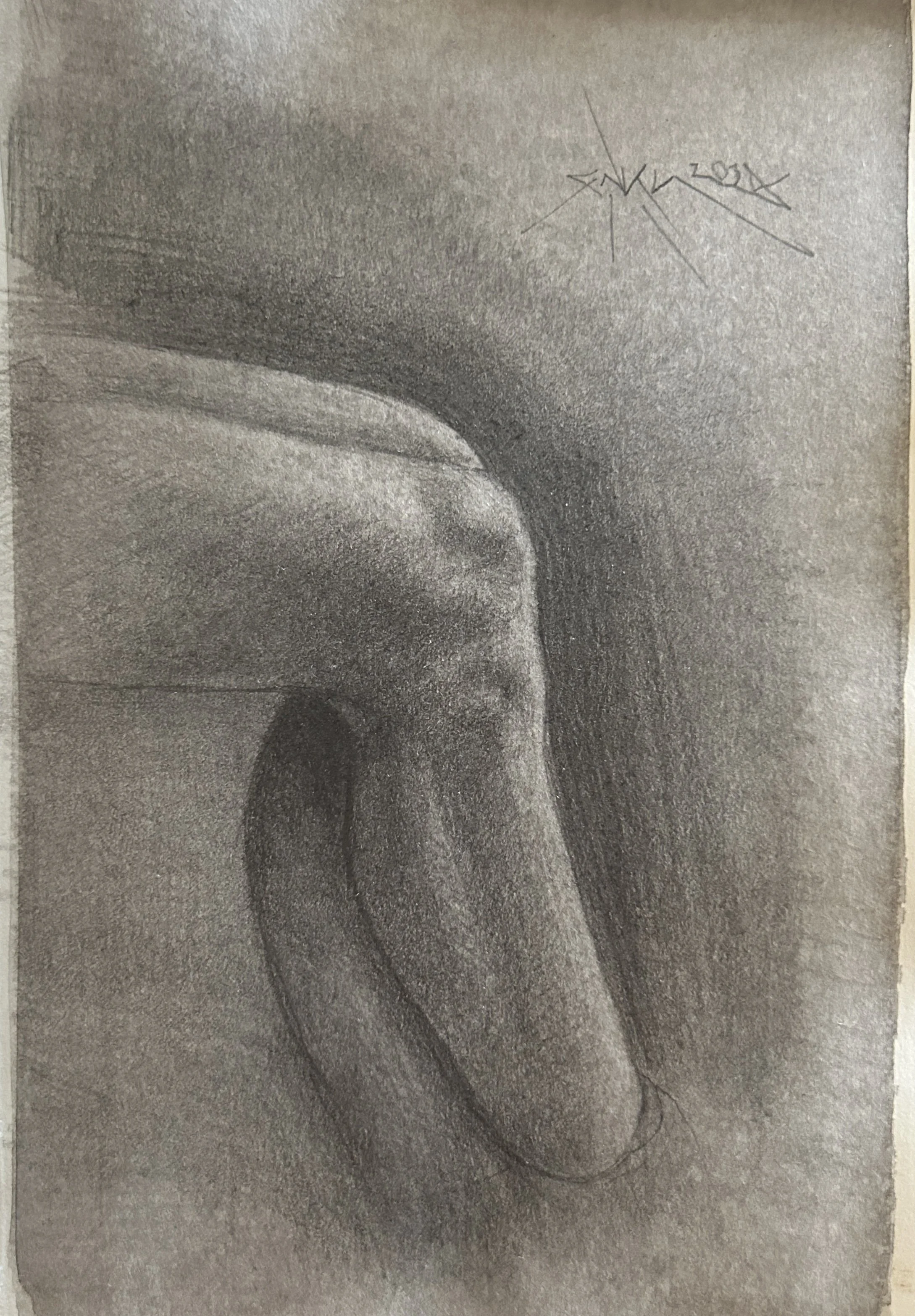…graphite & chalk on toned paper, 4.5” x 7”), 2025
