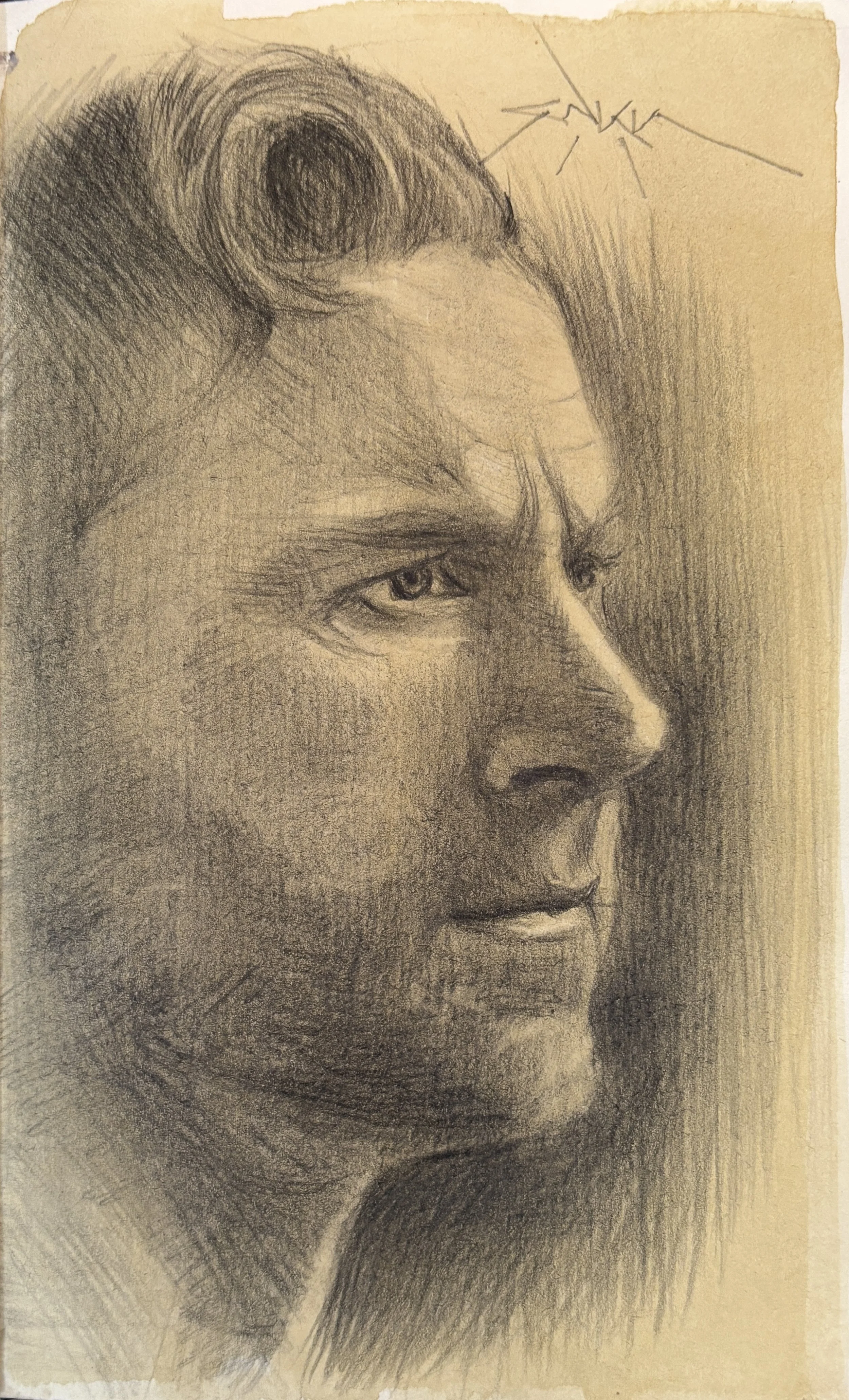 …graphite on toned paper, 4.5” x 7”), 2025