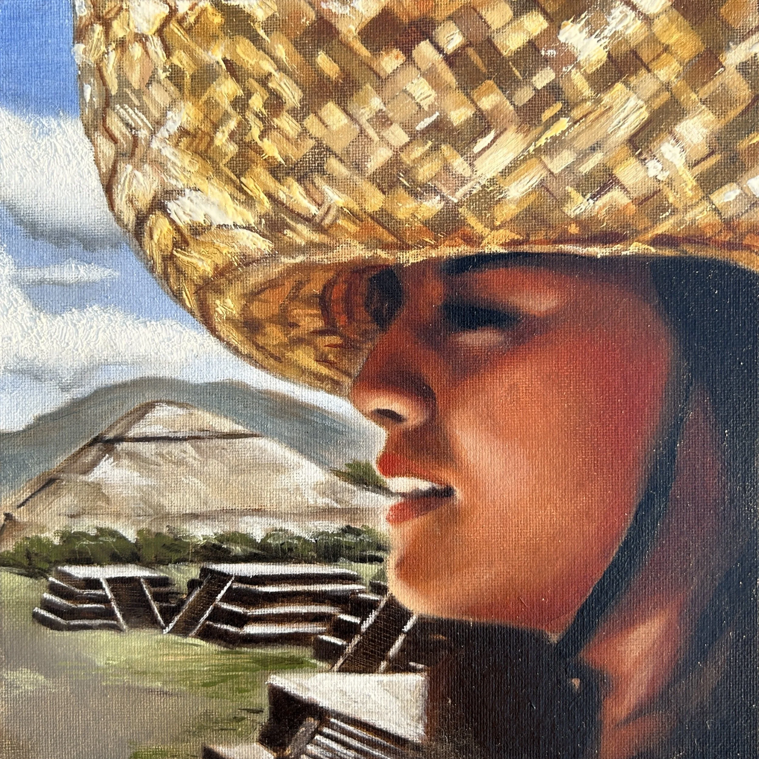 Pao en Teotihuacán (oil on canvas board, 8” x 8”), 2025