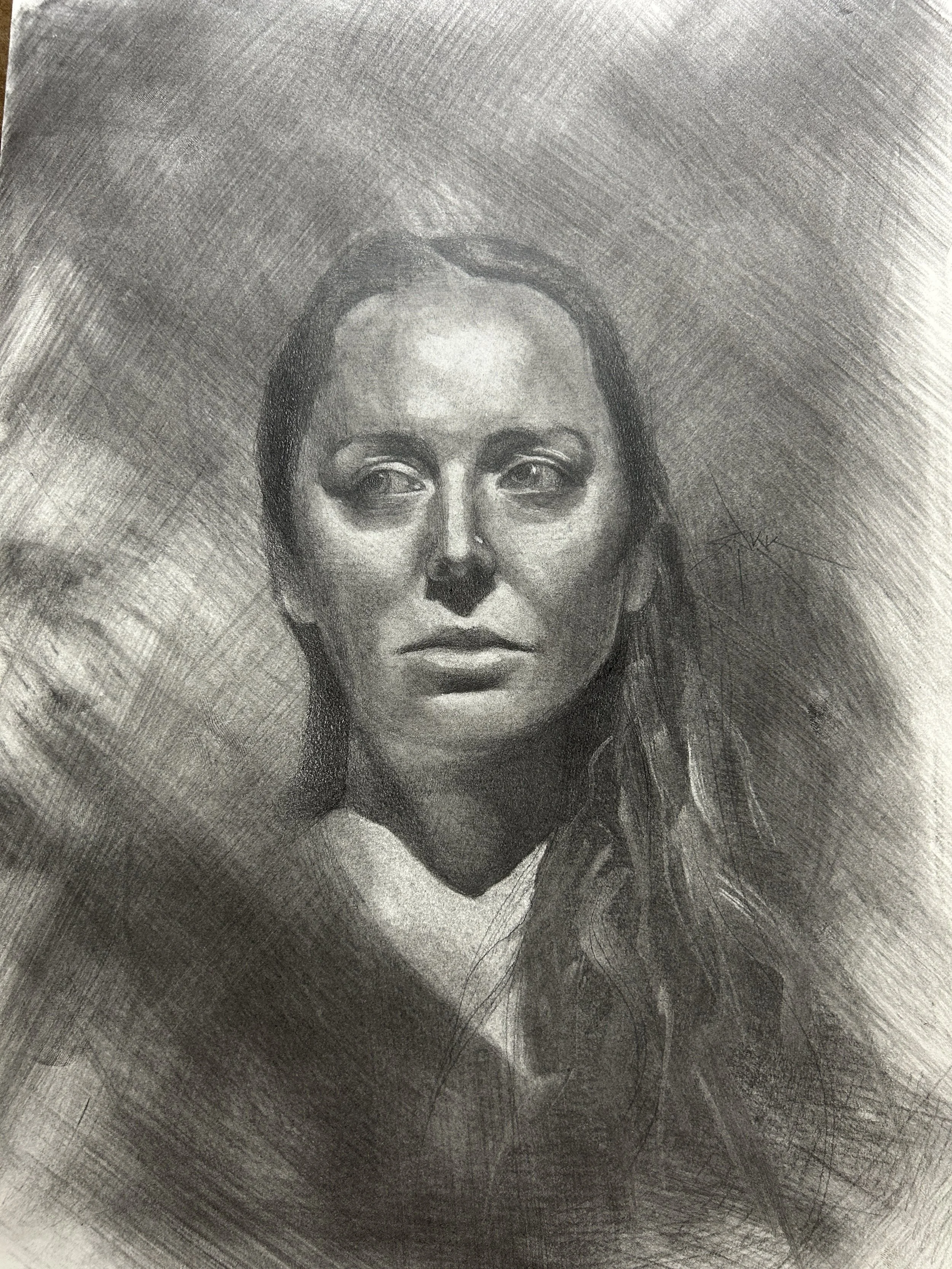 …graphite & charcoal on paper, 12” x18”), 2025