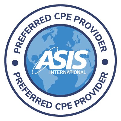 ASIS International logo with a globe, indicating preferred CPE provider.