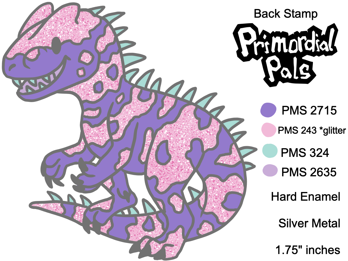 Pastel Allosaurus Enamel Pin Factory Mockup