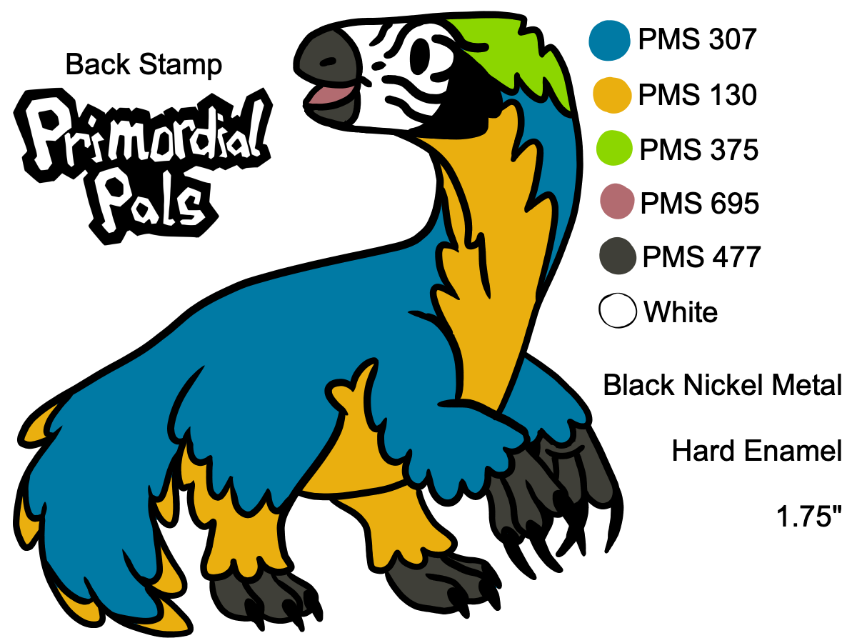 Therizinosaurus Enamel Pin Factory Mockup