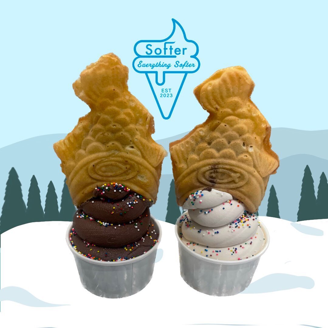 Craving a delicious dessert? Look no further than our irresistible chocolate and milk ice cream with upside down taiyaki cone!🍨🍦🍫🥛🧇

#softerdessert #softeranchorage #coldtreats #anchoragealaska #softertaiyaki #softericecream #softersnowbowl