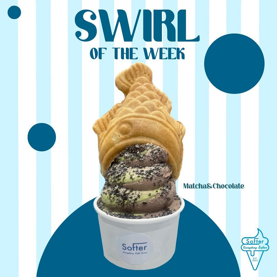 Introducing our swirl of the week! This delectable creation is a delicious blend of flavors that will leave you wanting more. Stop by and treat yourself to a mouthwatering delight of our matcha &amp; chocolate swirl. 🍃🍫🍦😋😋

#softeranchorage #col
