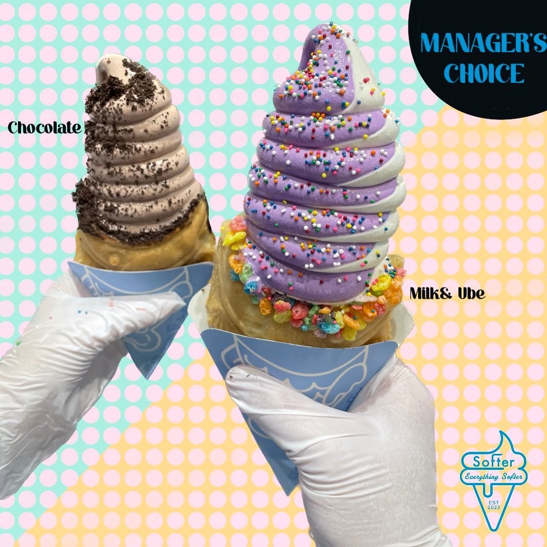 Our manager&rsquo;s choice never disappoints. From swirl to classic, trust the expert&rsquo;s taste 😋🍦🍫🍃🍵🥛

#softeranchorage #softerdessert #managerschoice #swirlicecream