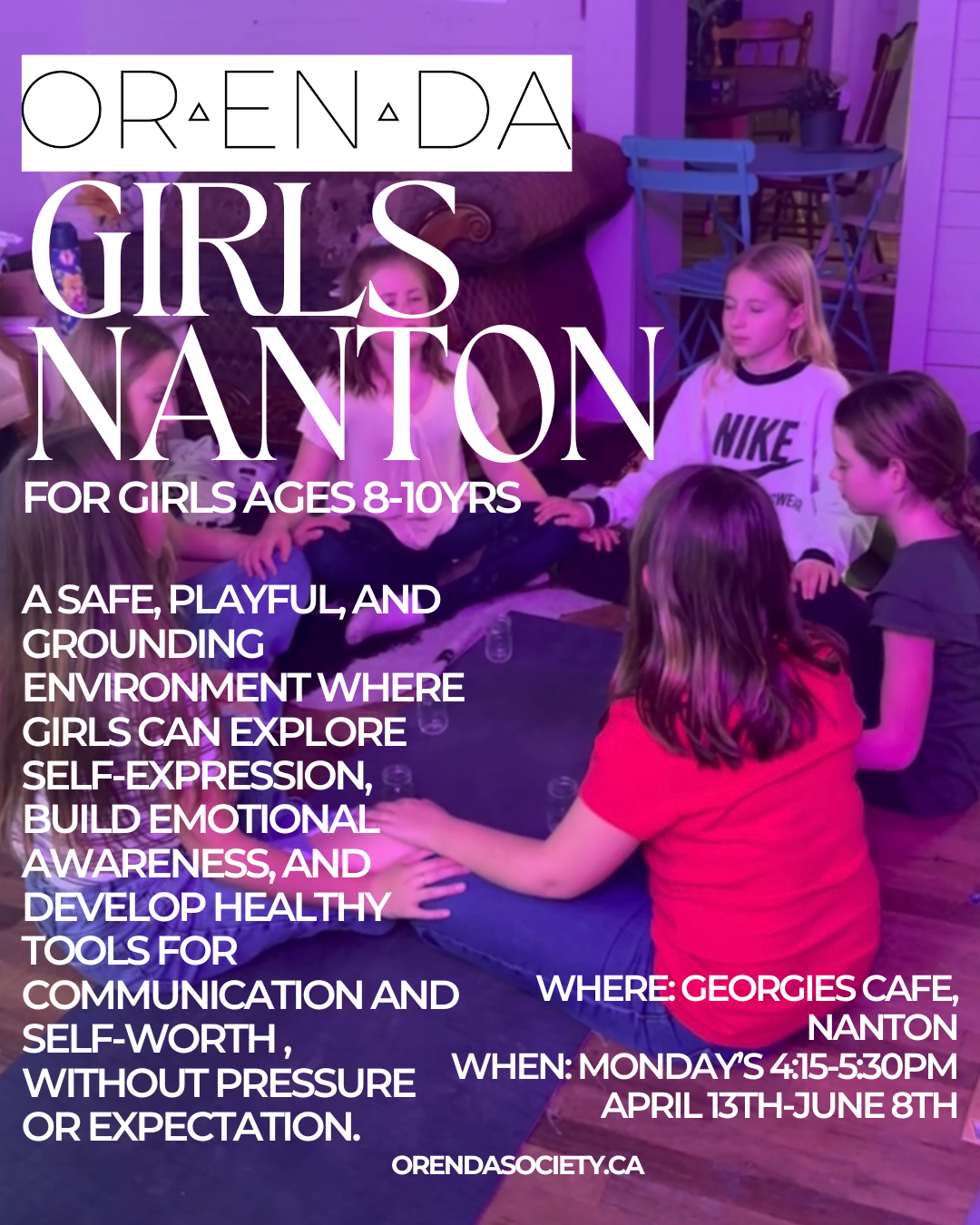  NANTON-ORENDA GIRLS AGES 8-10 Mondays April 13th-June 8th 2026                 4:15-5:30 8 weeks