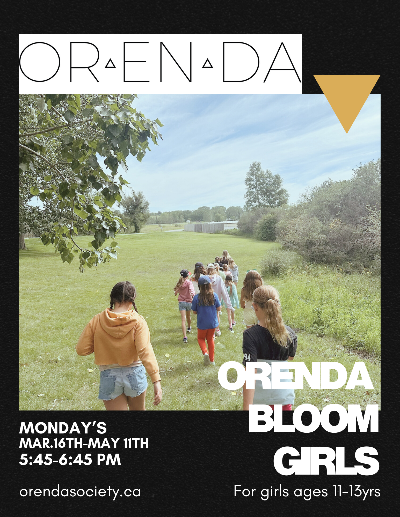 ORENDA BLOOM Ages 11-13.                  MONDAYS  March 16th-May 11th 2026. ( 8 week series) 5:45-6:45pm