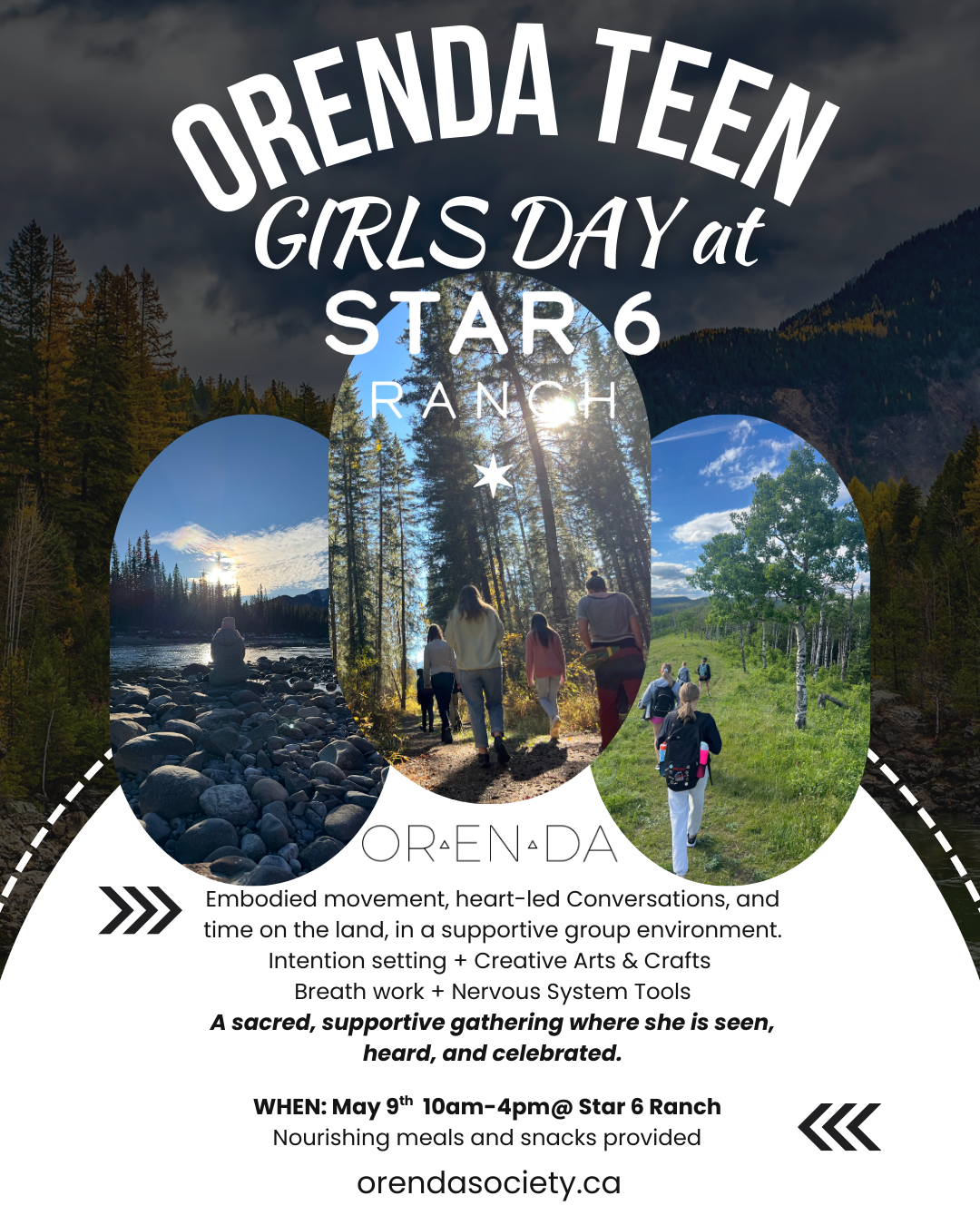 ORENDA Teen girls Day- Retreat at Star 6 Ranch for girls 12+                                        May 9th 2026 10-4pm