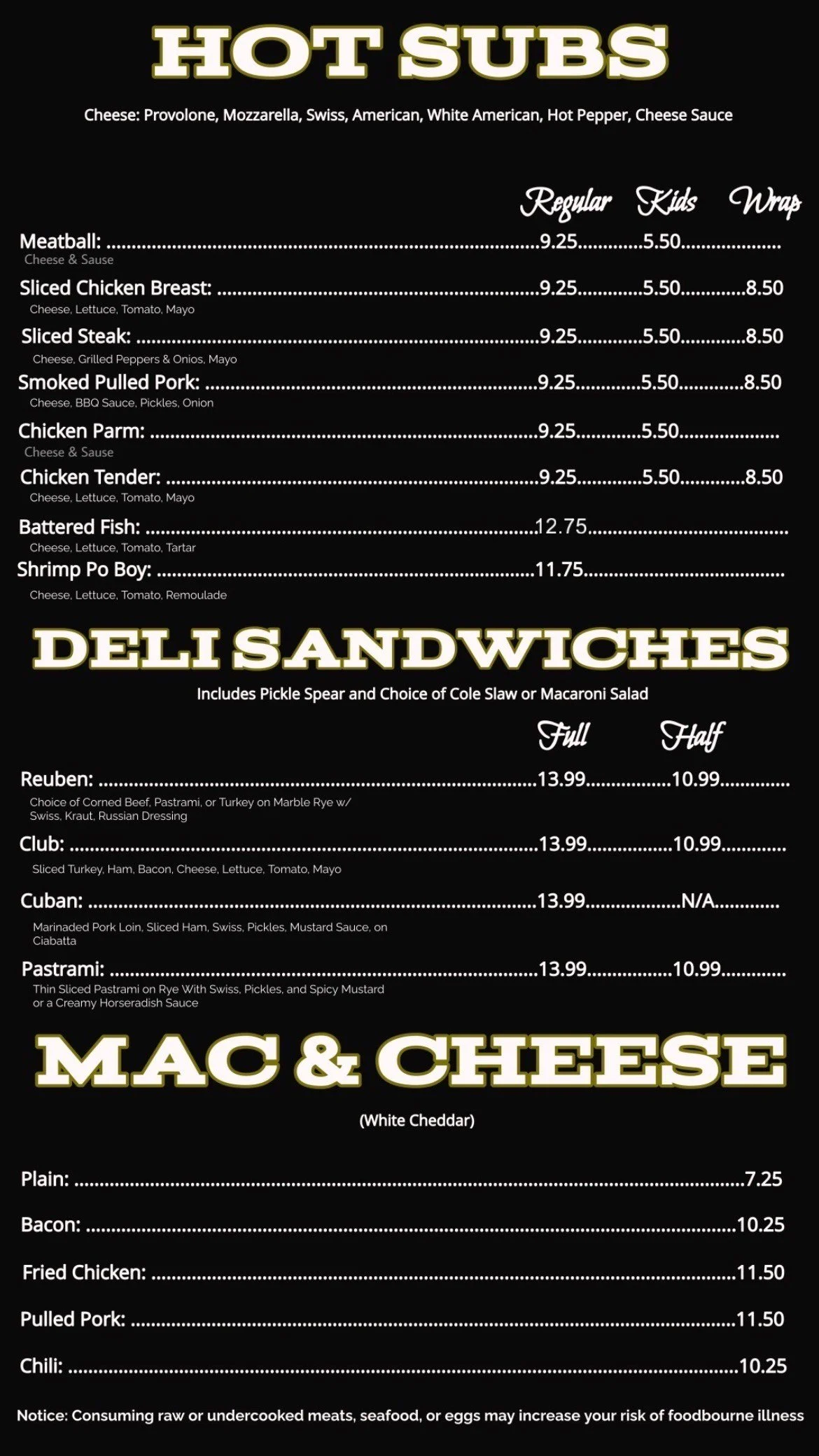 Menu 1 — Shaffer's Deli