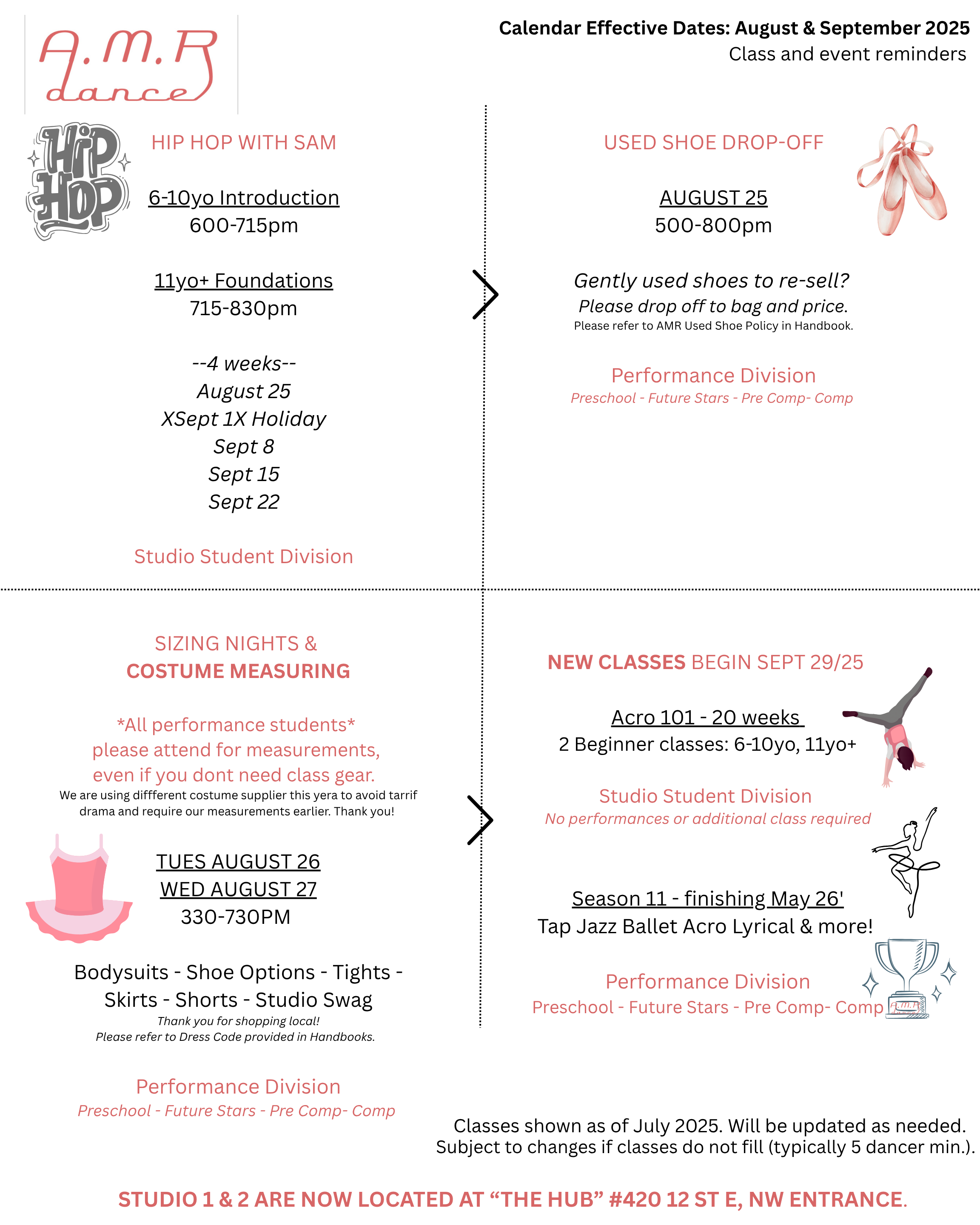 Aug & Sept Reminders