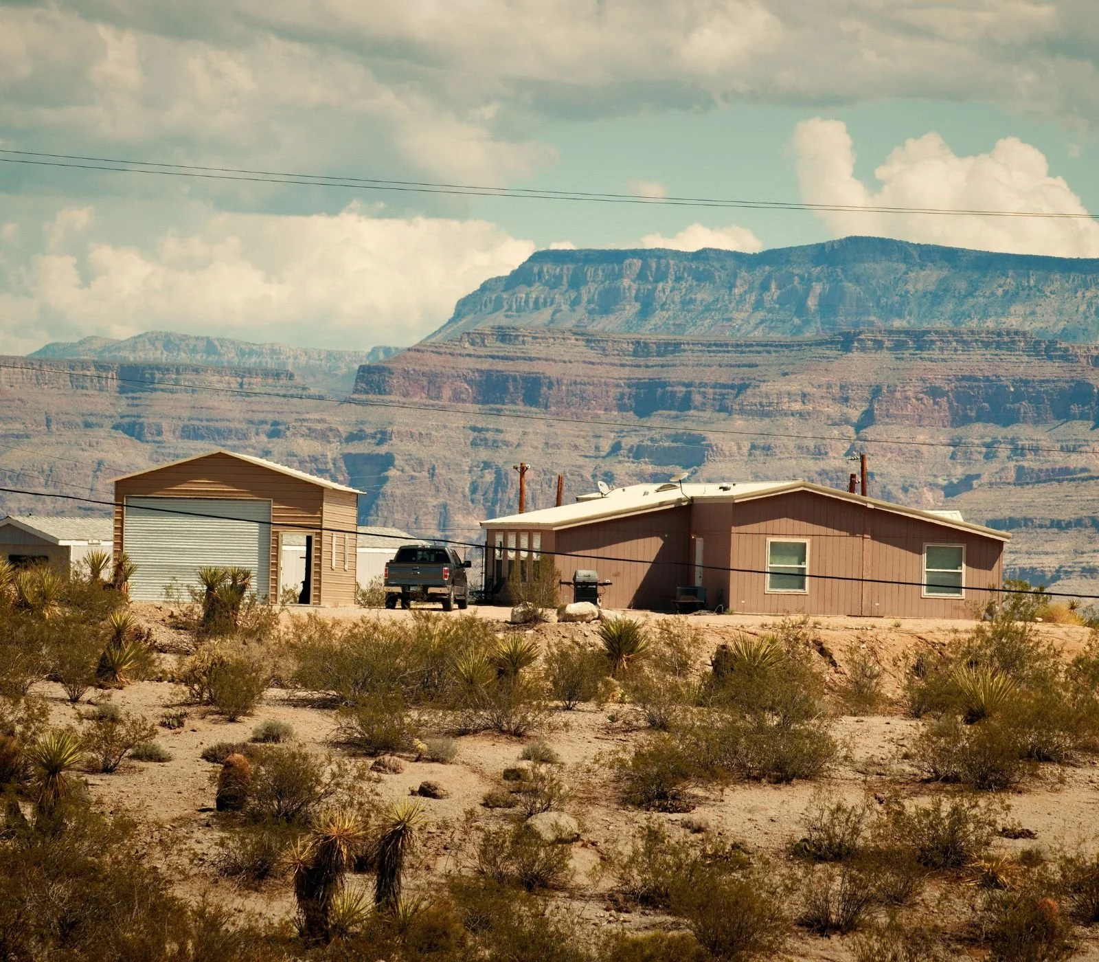 Rural home on a large desert property in Meadview, Arizona.