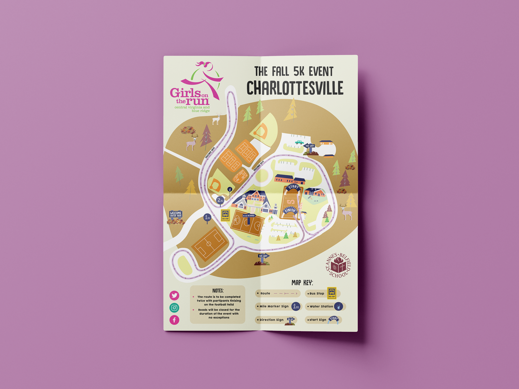 Girls on the Run 5K: Map Illustration and Design