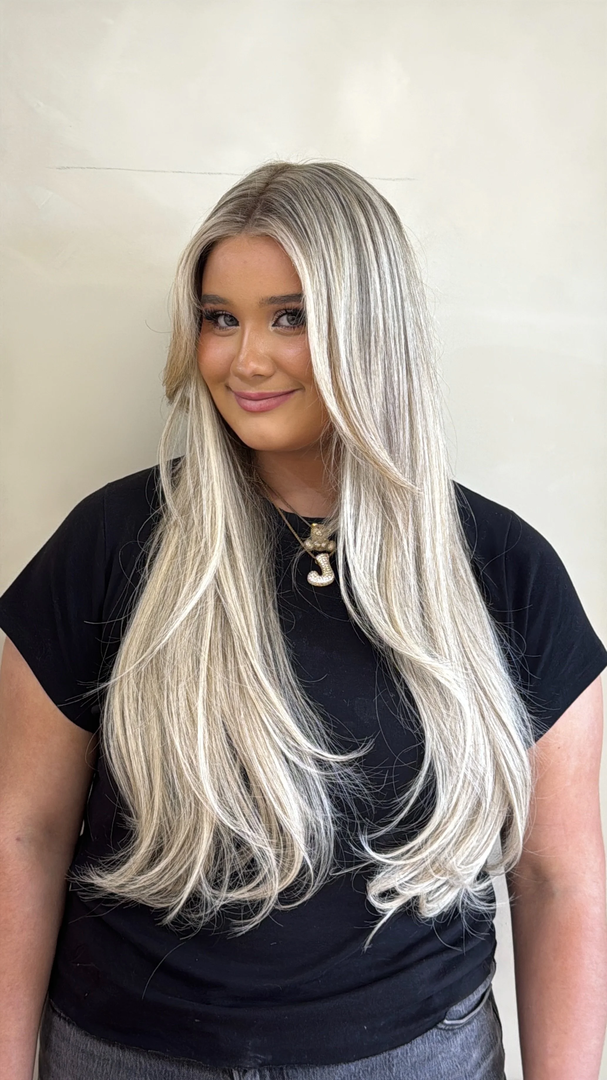 bombshell blonde + 3 rows extensions