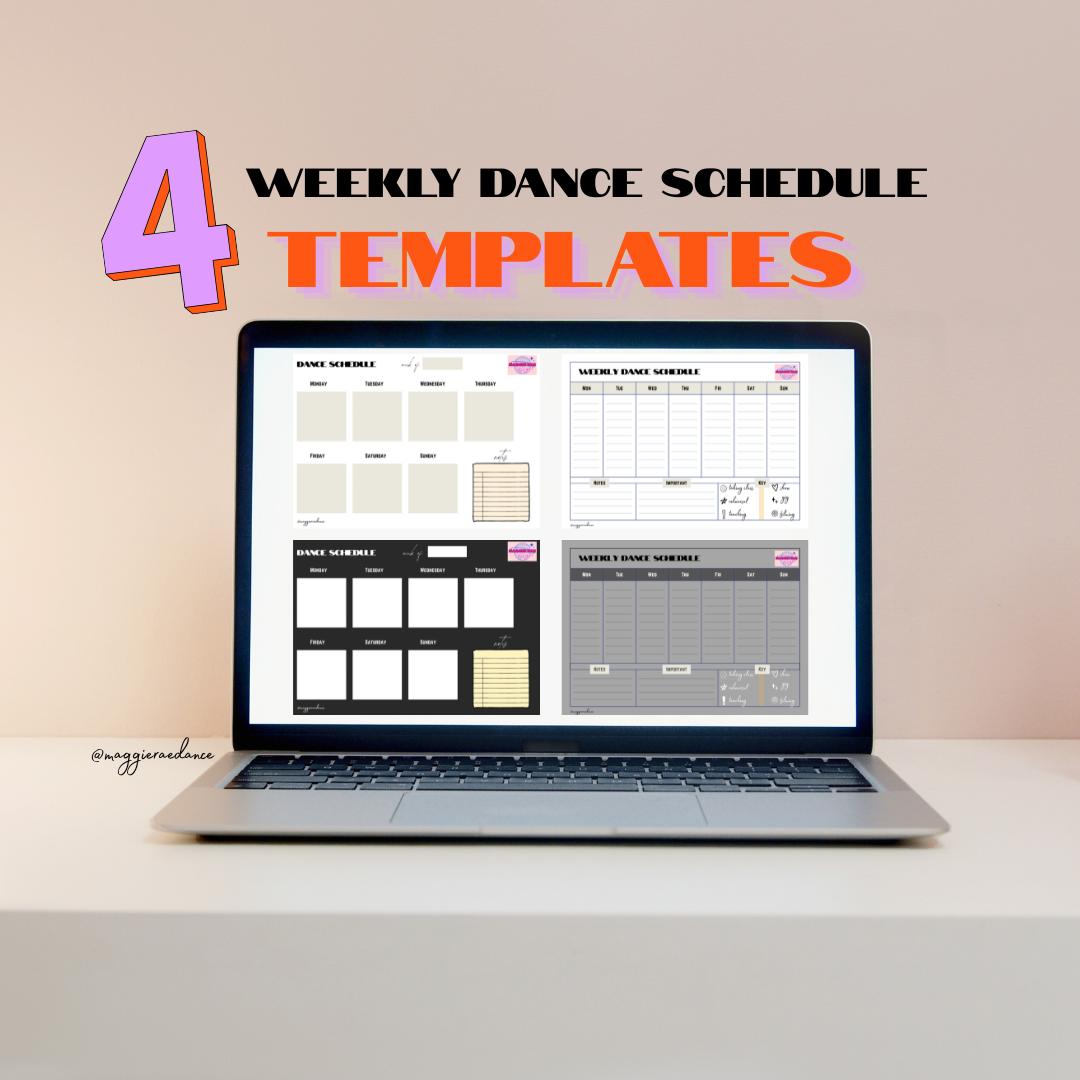 4 Weekly Dance Schedule Templates - Neutral