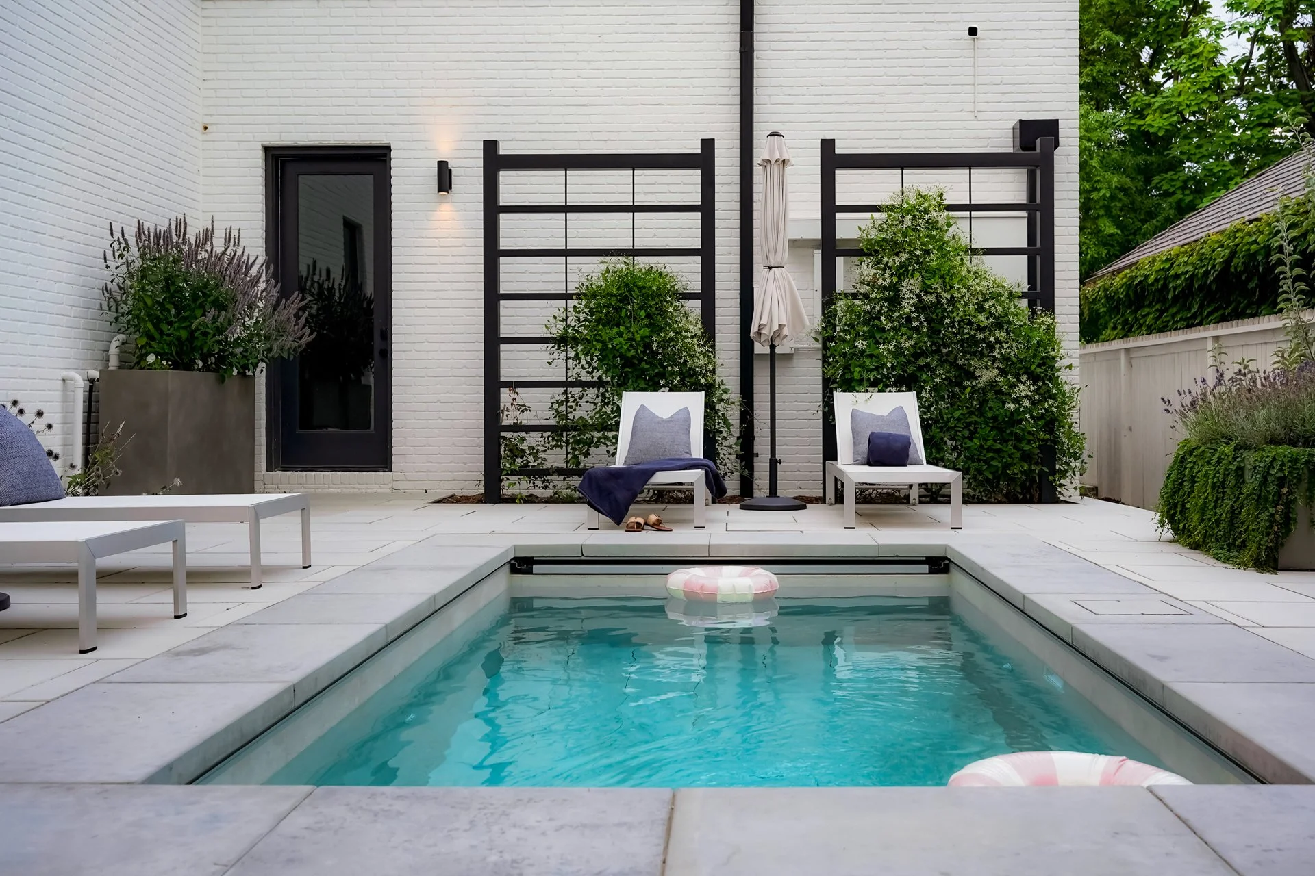 An urban backyard with a cocktail pool in Denver, Colorado