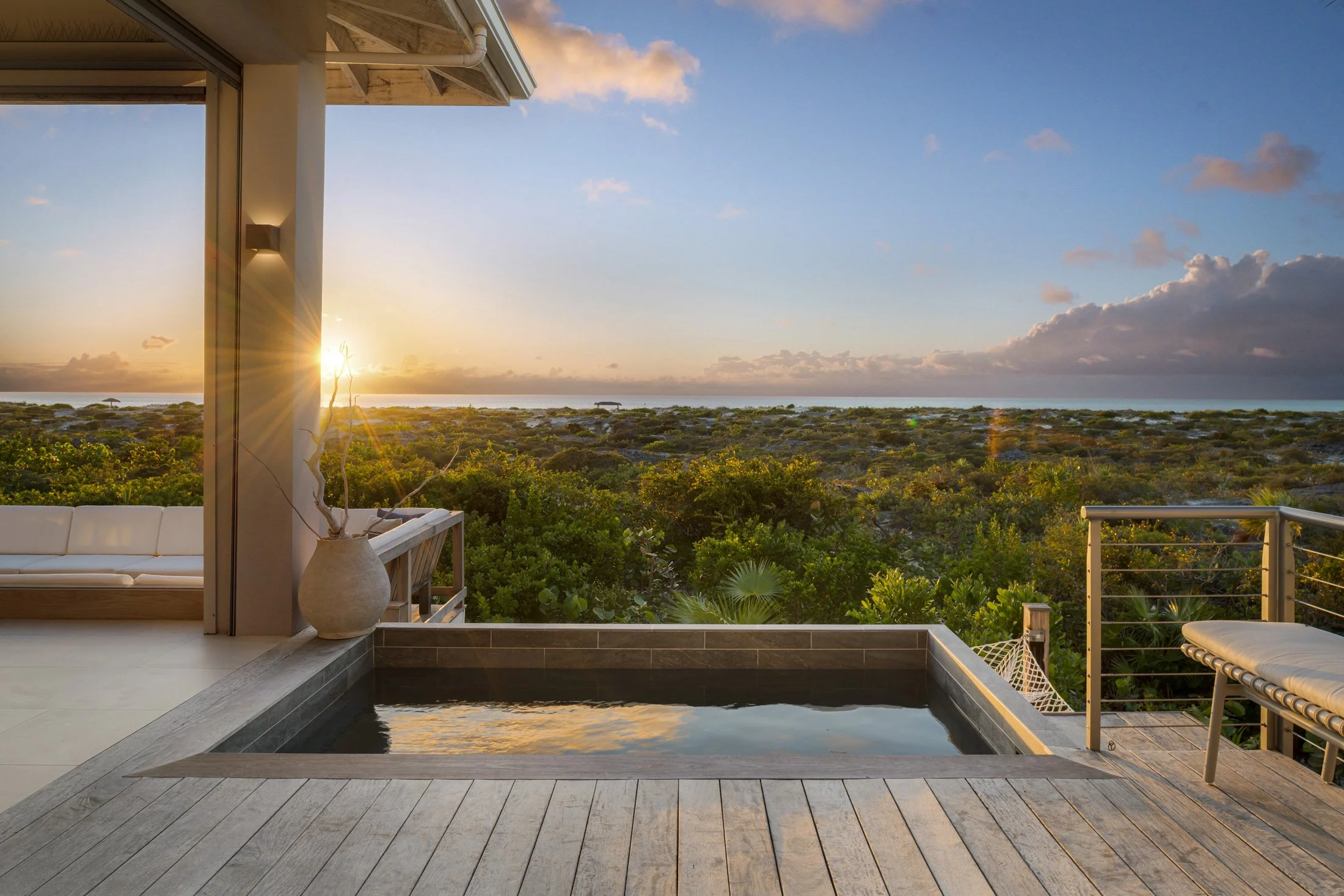 LUXURY PLUNGE POOL RETREAT IN TURKS AND CAICOS WITH OCEAN SUNSET VIEWS