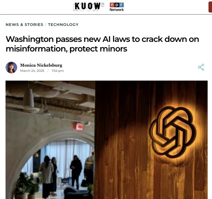 NPR Report: Washington passes AI laws to crack down on misinformation, protect minors