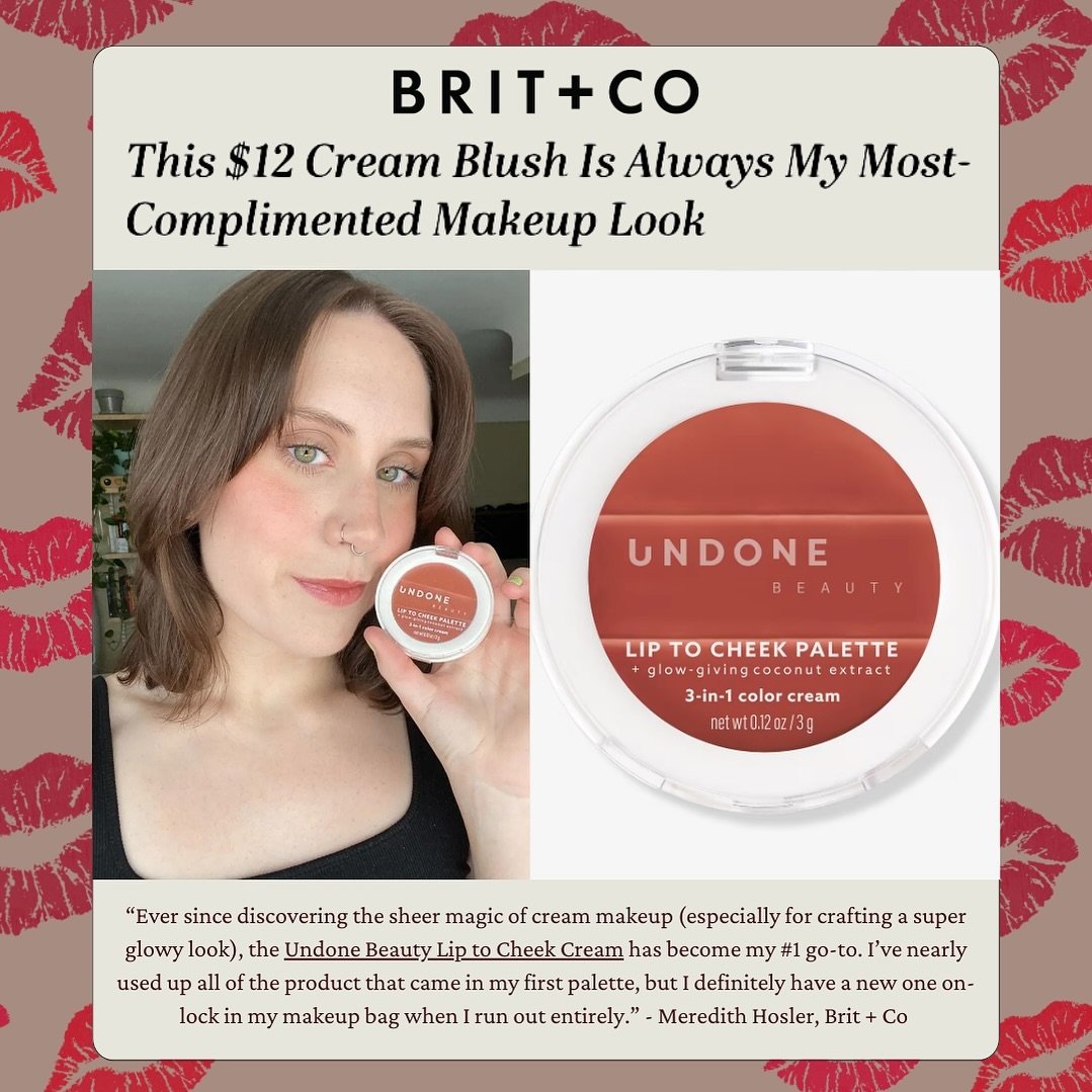 Sharing a HUGE thank you to the beautiful &amp; talented @m.holser for the glowing review (pun intended) of @undonebeauty&rsquo;s Lip to Cheek Palette on @britandco! Your kind words mean the world! 

Client of @odysseypublicrelations 💄✨

#UndoneBeau